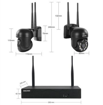 Insma Überwachungskamera (Außenbereich, 4-tlg., 8CH 3MP Drahtlose Dome-Kamera CCTV-Sicherheitssystem Zwei-Wege-Audio)