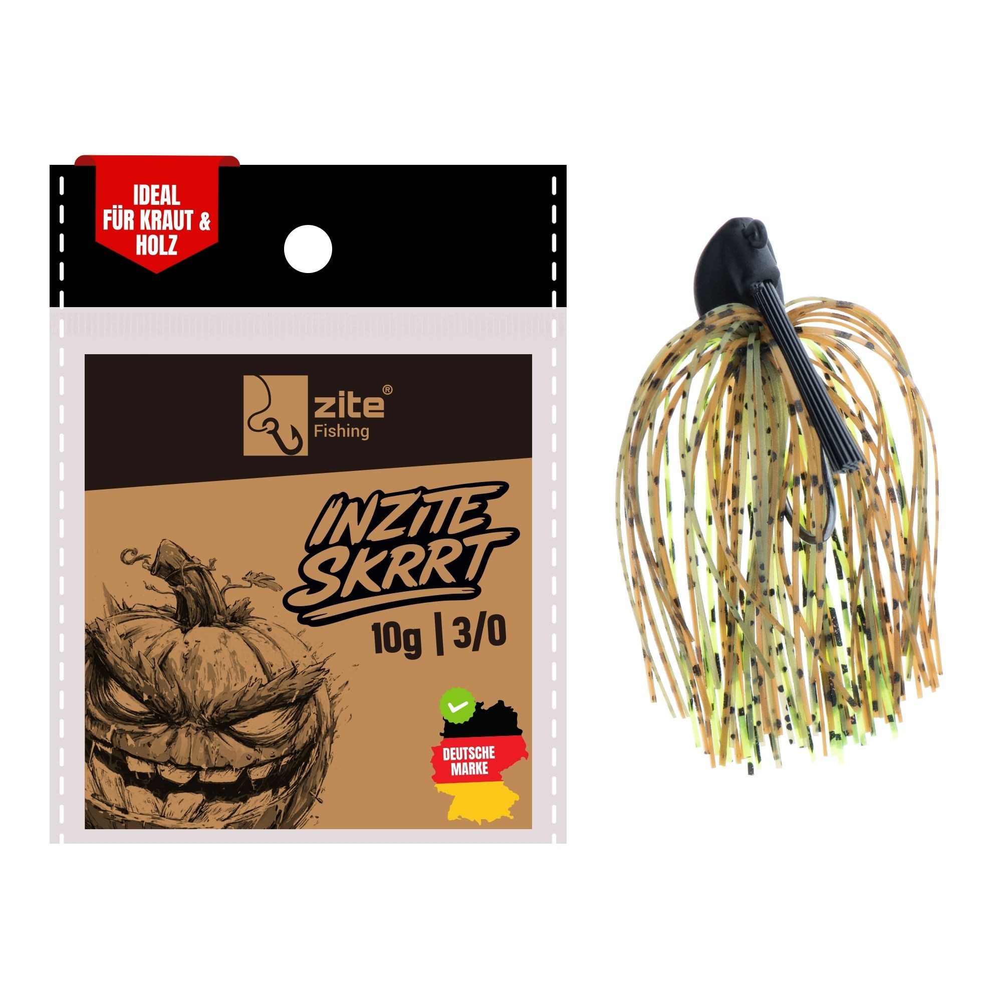 Zite Kunstköder Inzite Skrrt Skirt Jig 3 Farben 6-14g mit Weedguard Fransen & Skirt