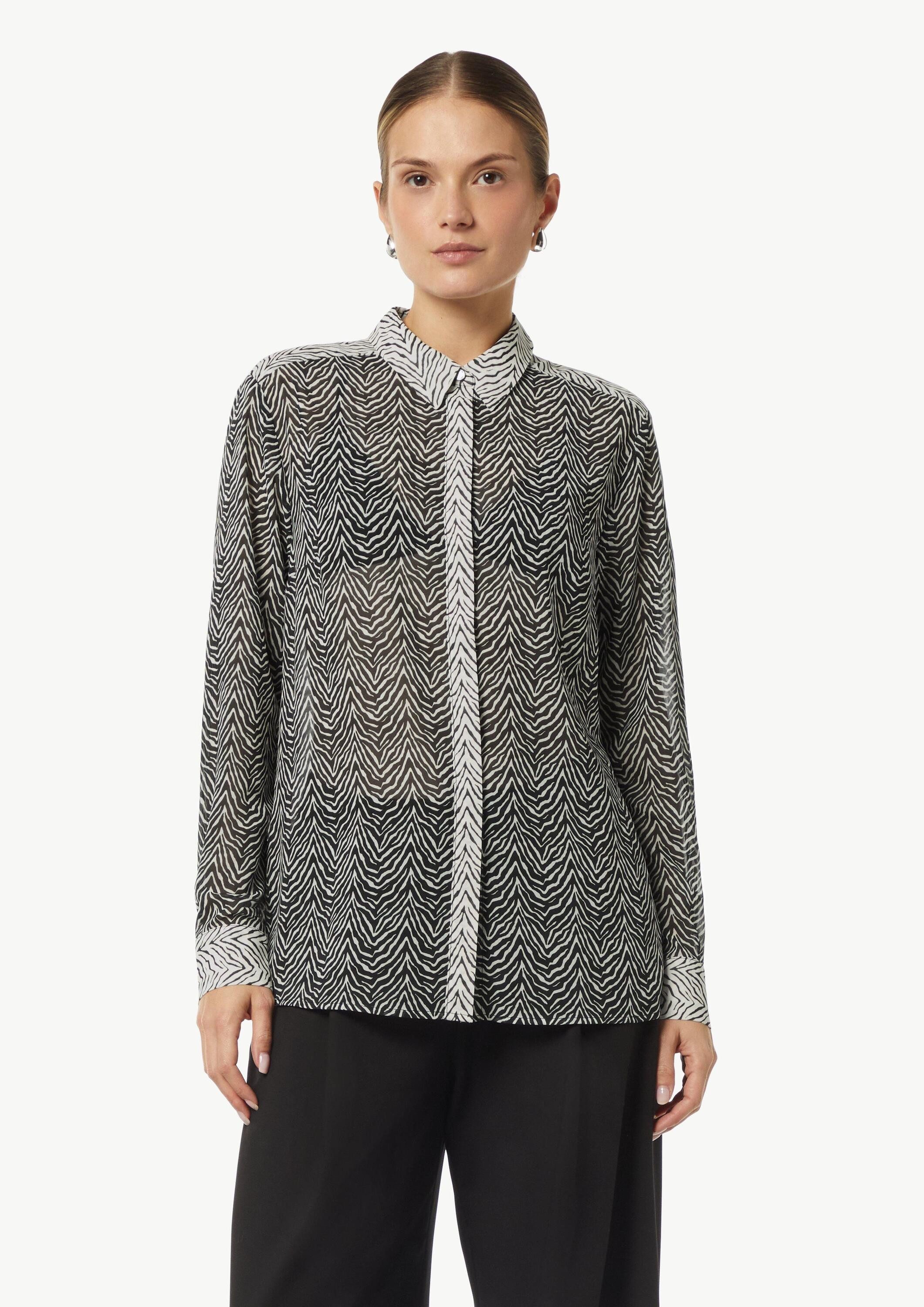 comma Langarmbluse Bluse Chiffon-Bluse mit Hemdkragen günstig online kaufen