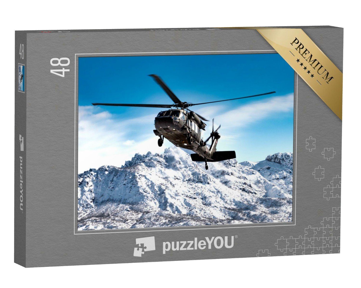 puzzleYOU Puzzle Fliegender Militärhubschrauber, 48 Puzzleteile, puzzleYOU-Kollektionen Fahrzeuge