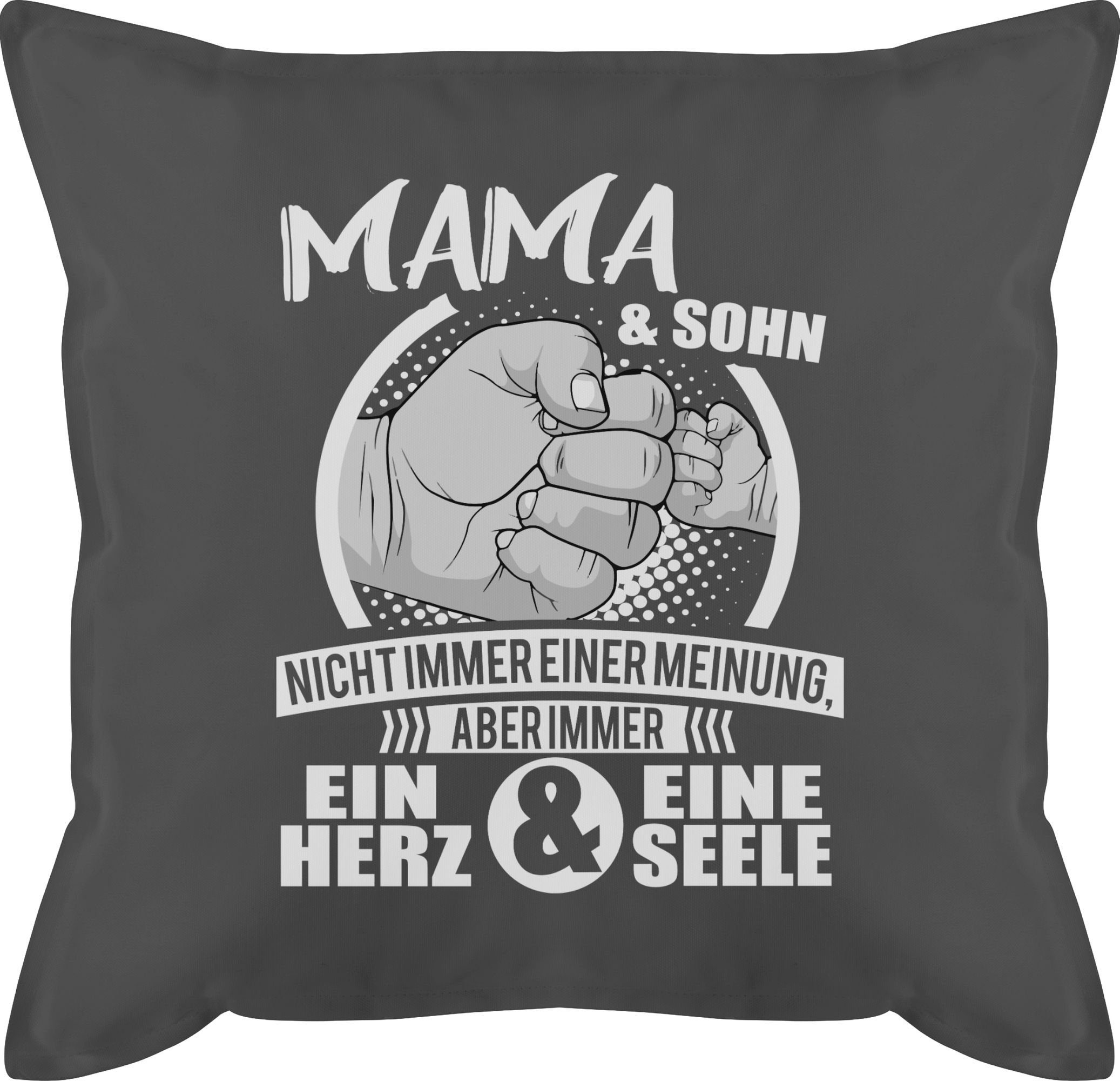 Shirtracer Dekokissen Mama & Sohn Herz & Muttertagsgeschenk ein Immer Seele, eine 1 Grau