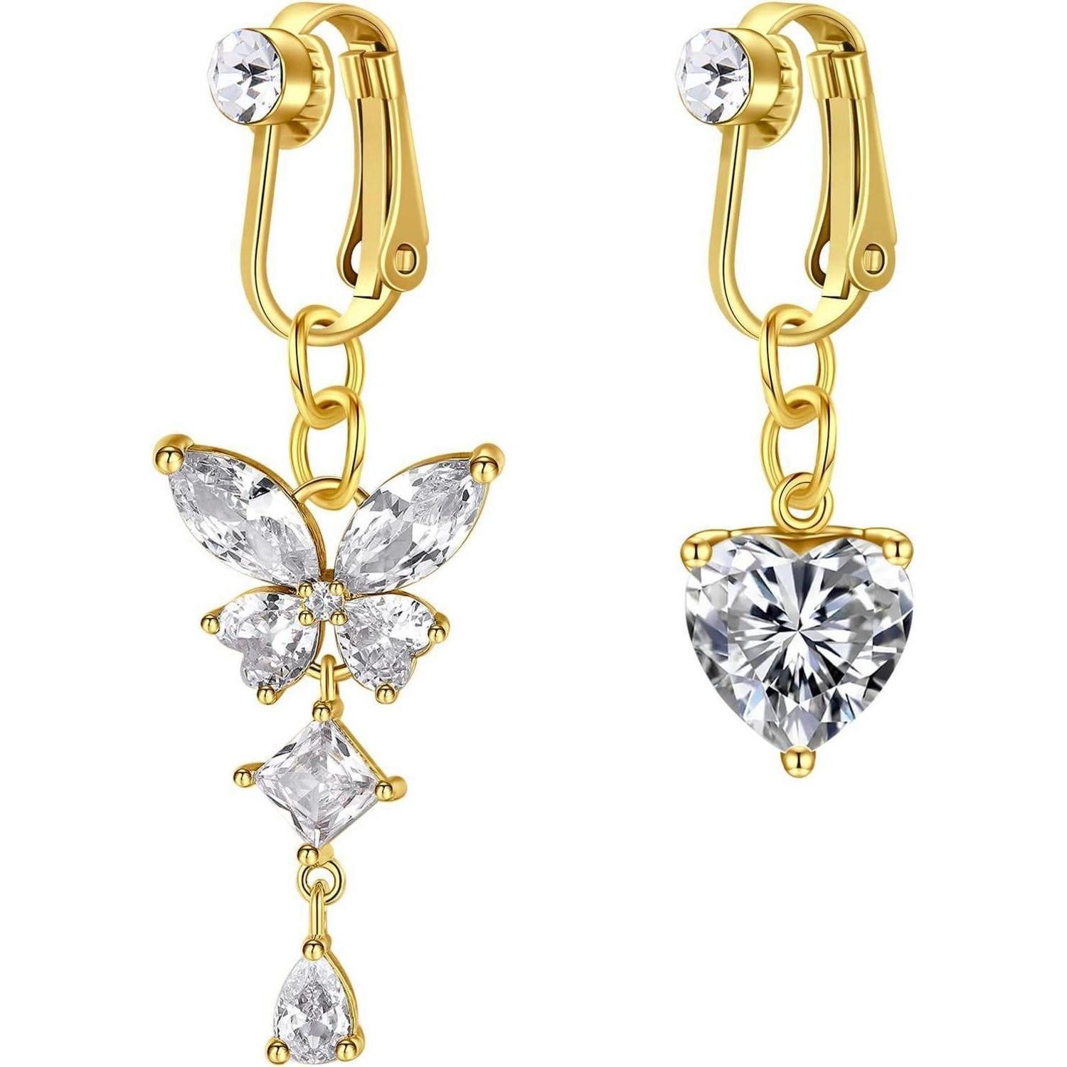 LuxusKollektion Bauchnabelpiercing-Set 2stk Fake Bauchnabelpiercing Rings Gold Faux Bauchpiercing Clip On