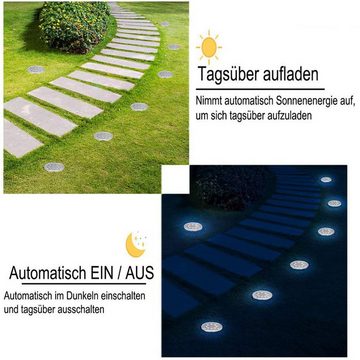 LETGOSPT LED Gartenstrahler 8x Solarleuchte LED-Außenleuchte, IP65 Wasserdichte LED-Wegeleuchten, LED fest integriert, Kaltweiß, 8 LEDs Solar Bodenleuchte, Außen Solarleuchte, für den Garten Rasen Gartenweg Hof