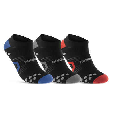 sockenkauf24 Laufsocken low Cut Sportsocken für Herren & Damen Laufsocken kurz (Schw/Bl-Schw/Gr-Schw, 3-Paar, 35-38) Atmungsaktive Running Socks 50203P WP