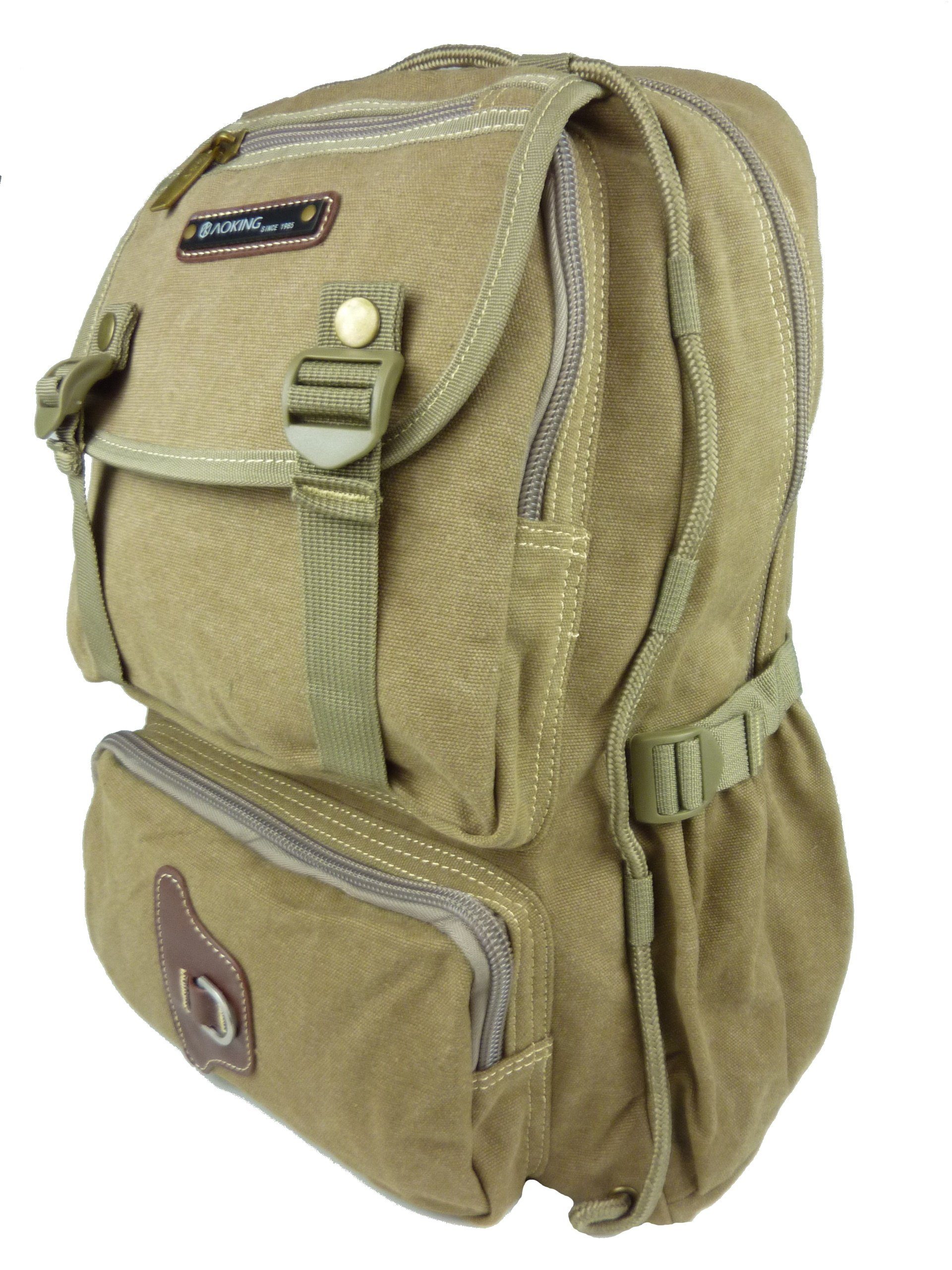 Taschen4life Freizeitrucksack Trekking Canvas Rucksack, T115, Militär Stil, Damen und Herren Segeltuch Stoffrucksack