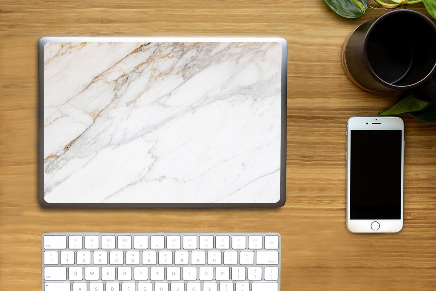Thumbnail - MuchoWow Laptop-Aufkleber Marmor - Stein - Weiß - Gold - Marmoroptik - Stein - Luxus