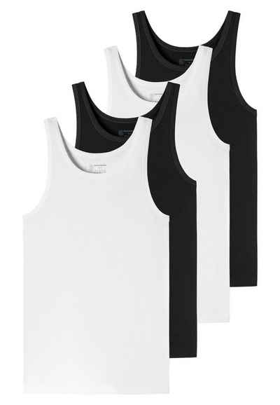 Schiesser Unterhemd 4er-Pack - 95/5 - Organic Cotton (Spar-Set, 4-St) Unterhemd / Tanktop - Baumwolle - Tiefer Rundhalsausschnitt