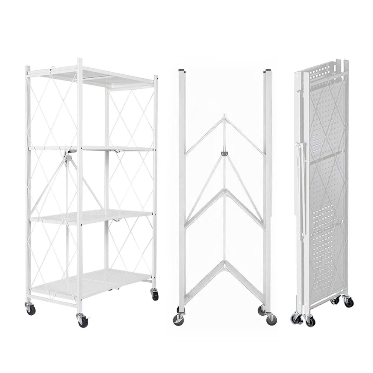 FOXSPORT Standregal mit Rollen, 1er-Packung, Komplett-Set, Traglast von 20 kg pro Ebene, mit 4/5 Ablagen, Lagerregal, Küchenregal, 72x37x163cm