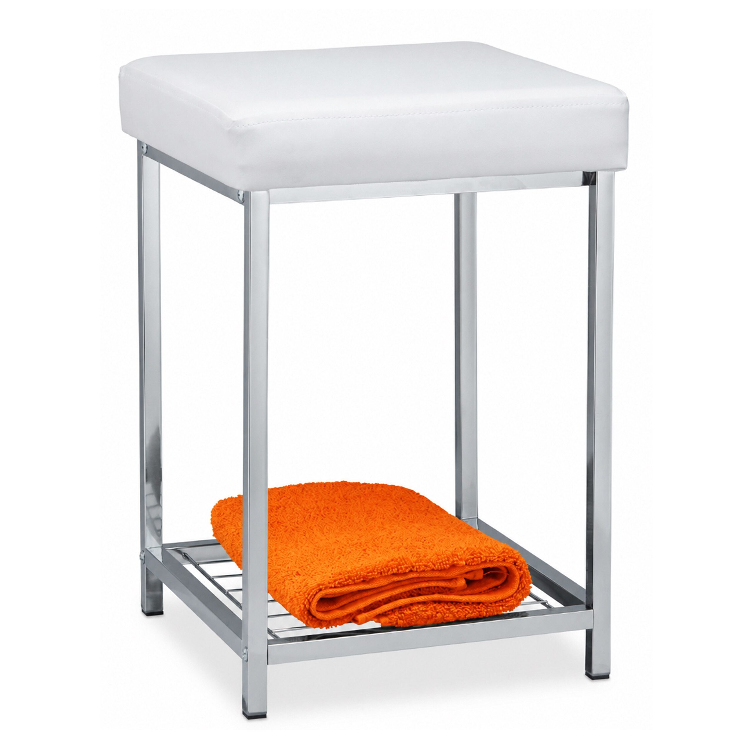 relaxdays Polsterhocker Gepolsterter Hocker mit Ablage Weiß (1 St), weiß