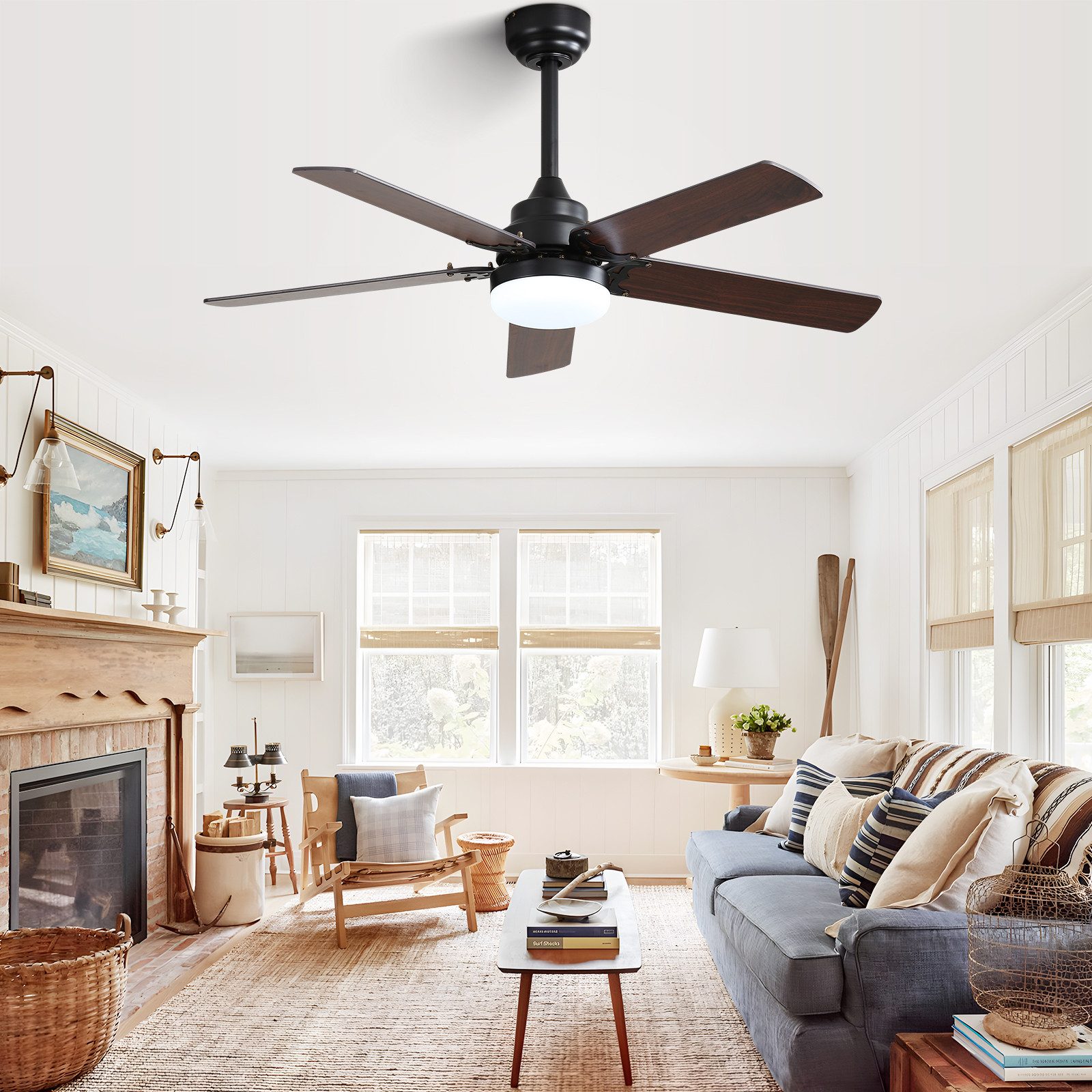 Flieks Deckenventilator Timer- & Licht-Speicherfunktion, 106cm mit Beleuchtung und Fernbedienung, leiser DC-Motor