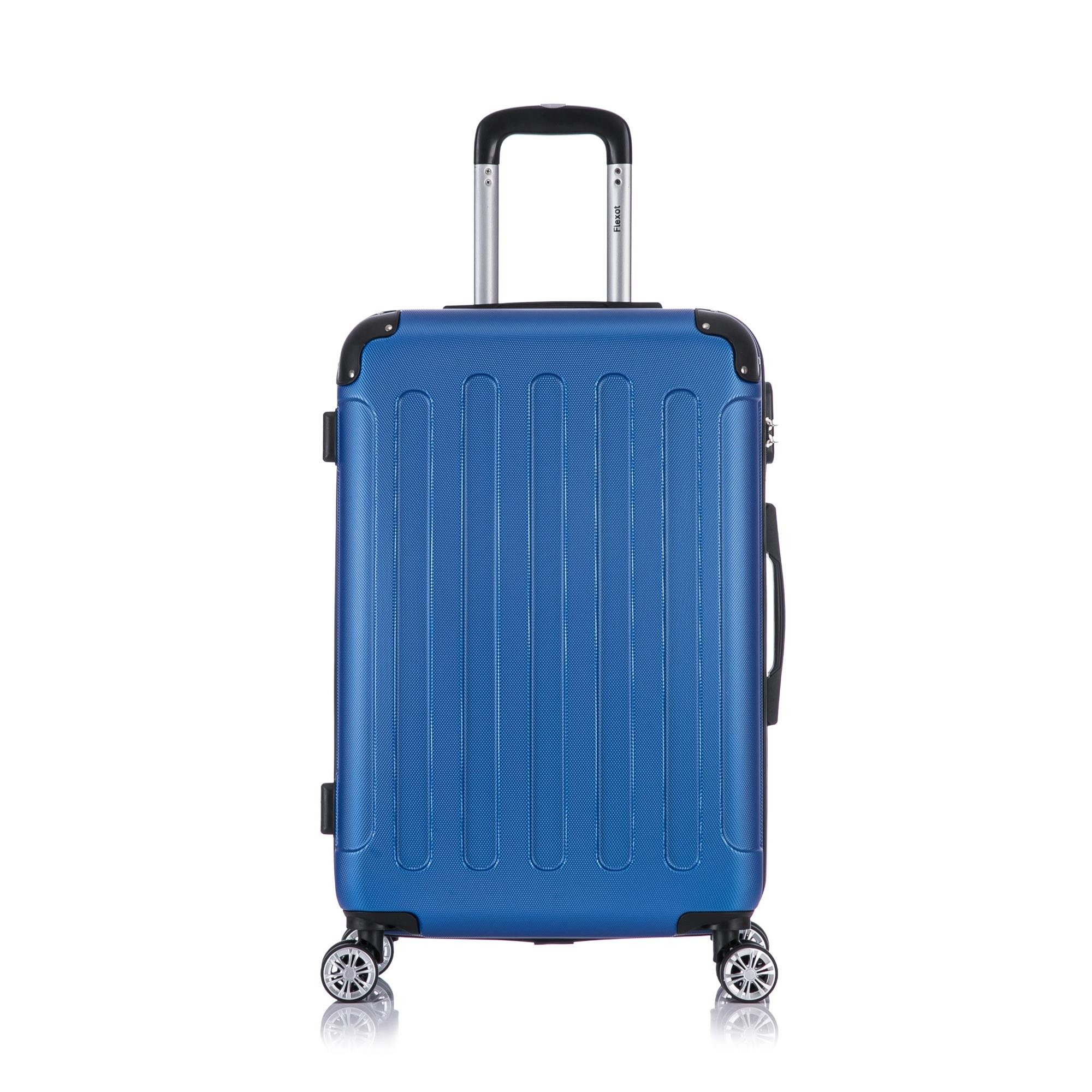 Flexot Hartschalen-Trolley F-2045 Kofferset, 360° Rollen, robuster Reisekoffer, Bordcase, 4 Rollen, Robuster und moderner Koffer mit vier 360° Rollen und Zahlenschloss