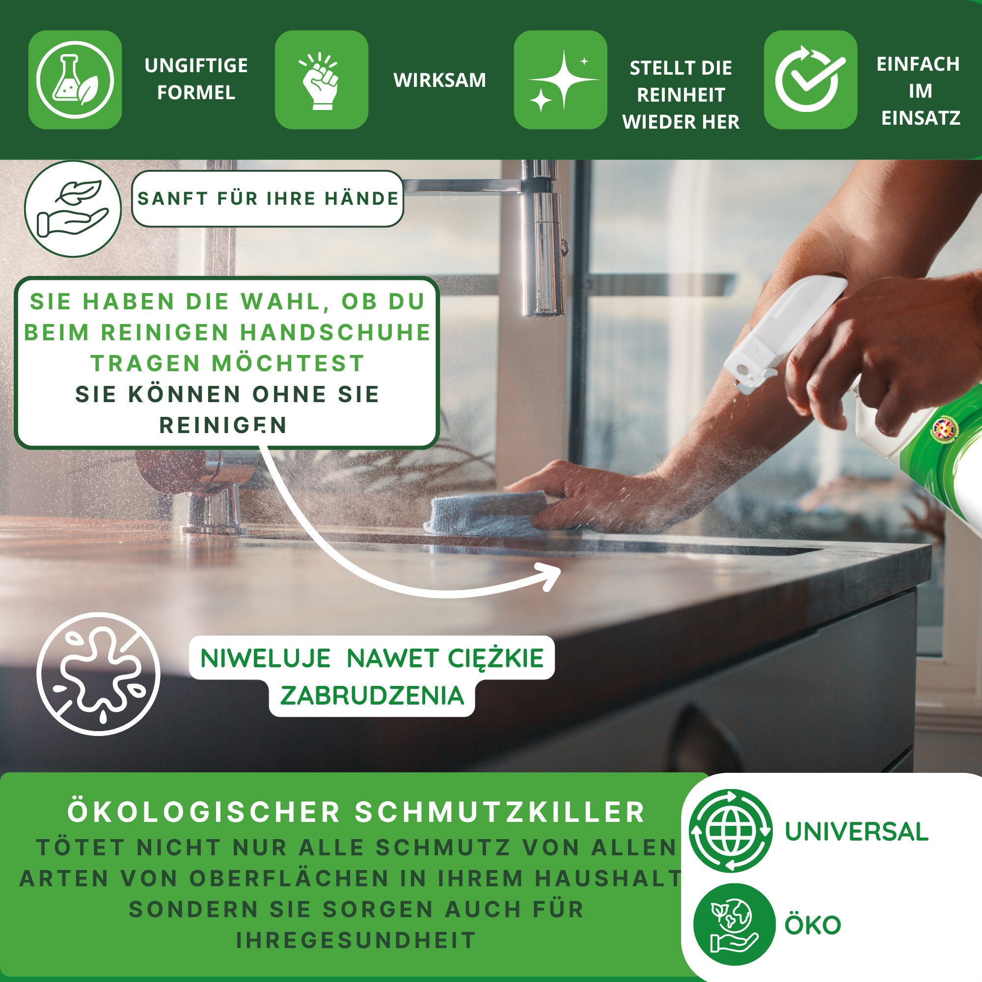 BetterStyle Cleaning Milk Spray 500ml Reinigungsmilch Kunststoff Metall Keramik Allzweckreiniger (Universalreiniger Fettlöser Entkalker Küche Bad Auto, [- Einzelflasche 500ml, 2er Set - 2x 500ml, 3er Set - 3x 500ml Biodegradierbar, Streifenfrei, Eco Green Formel)