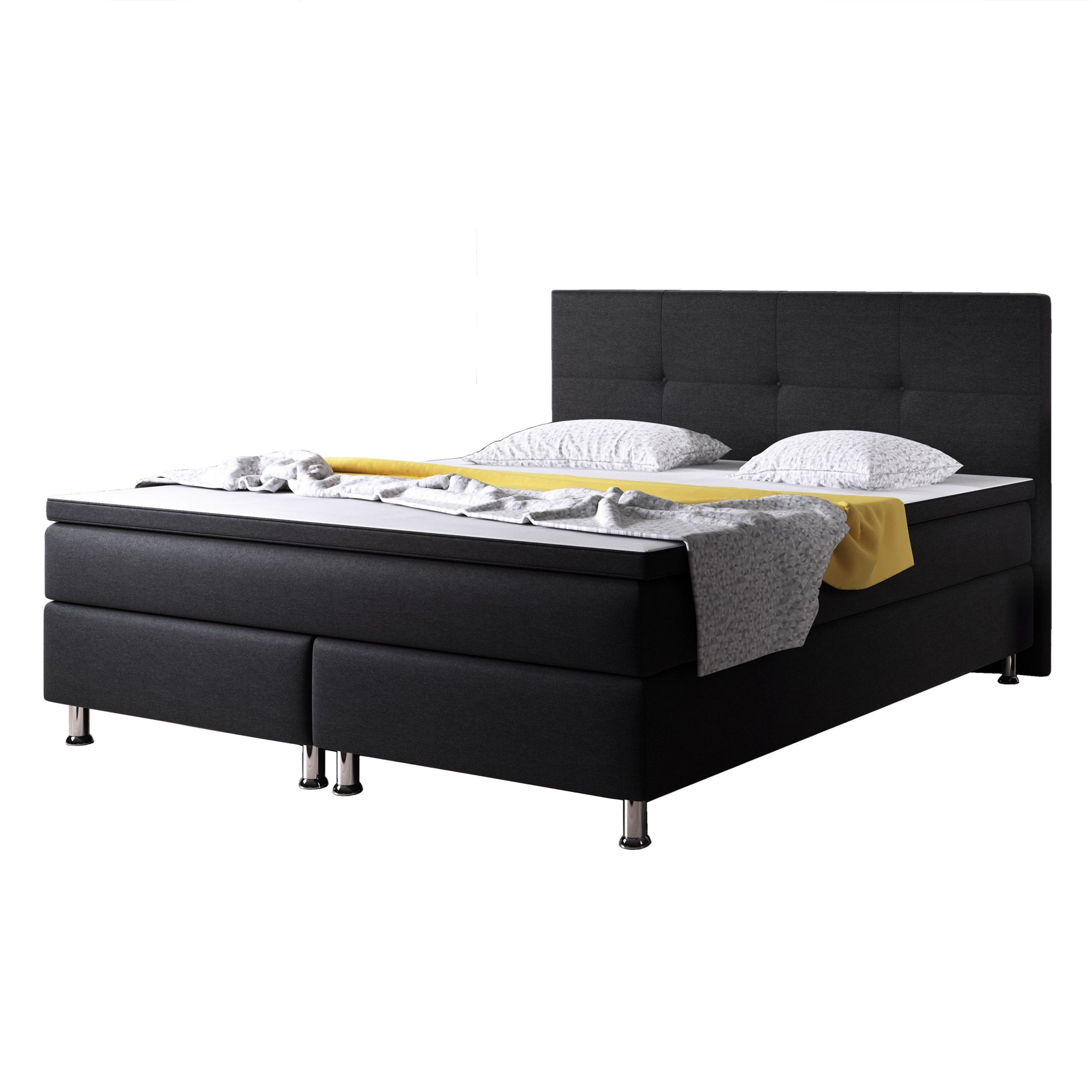 interbed Boxspringbett Dallas 140x200 cm Webstoff, inkl. Topper und Matratze