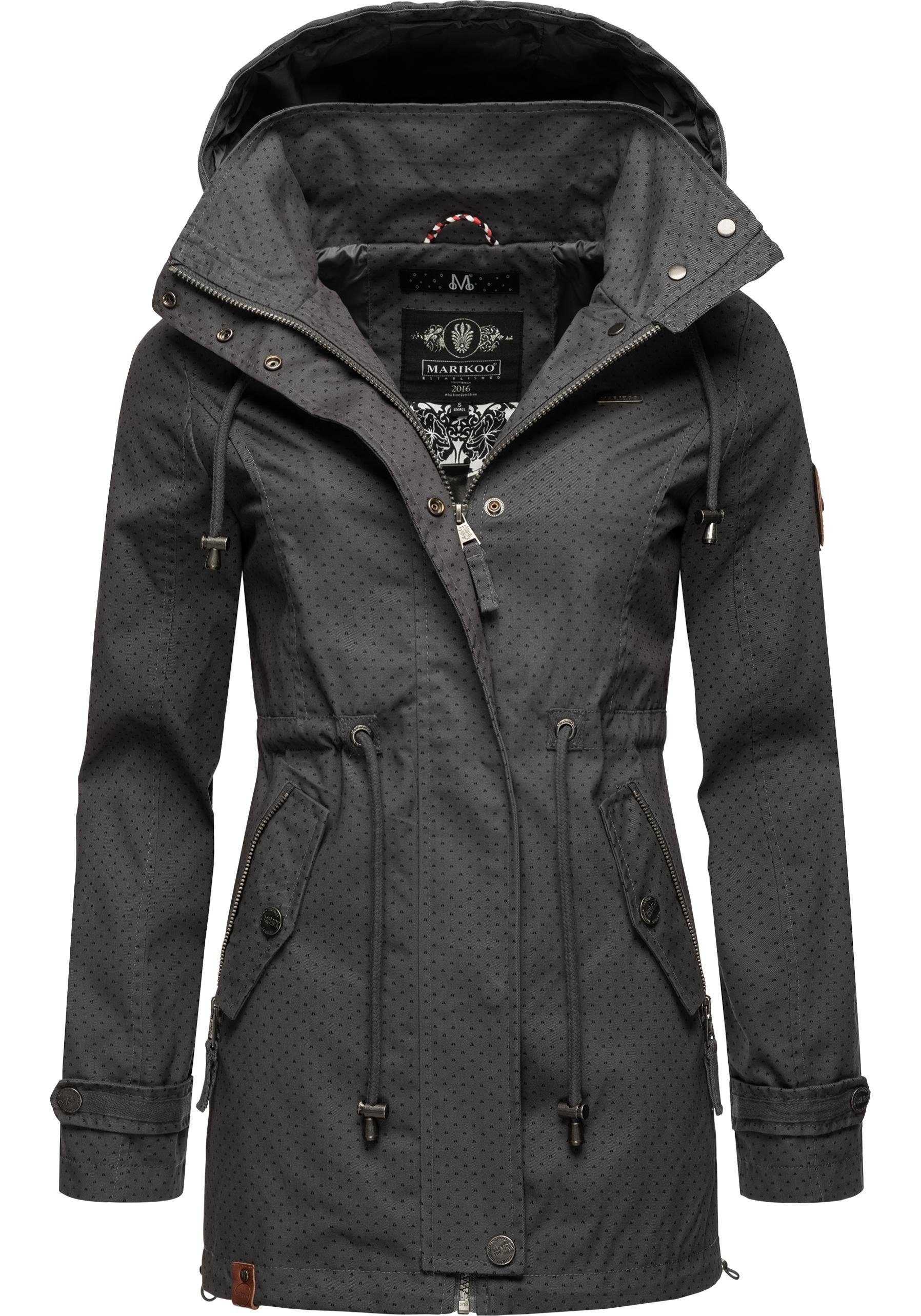 Marikoo Outdoorjacke Nyokoo modische Baumwoll Übergangsjacke mit großer Kapuze