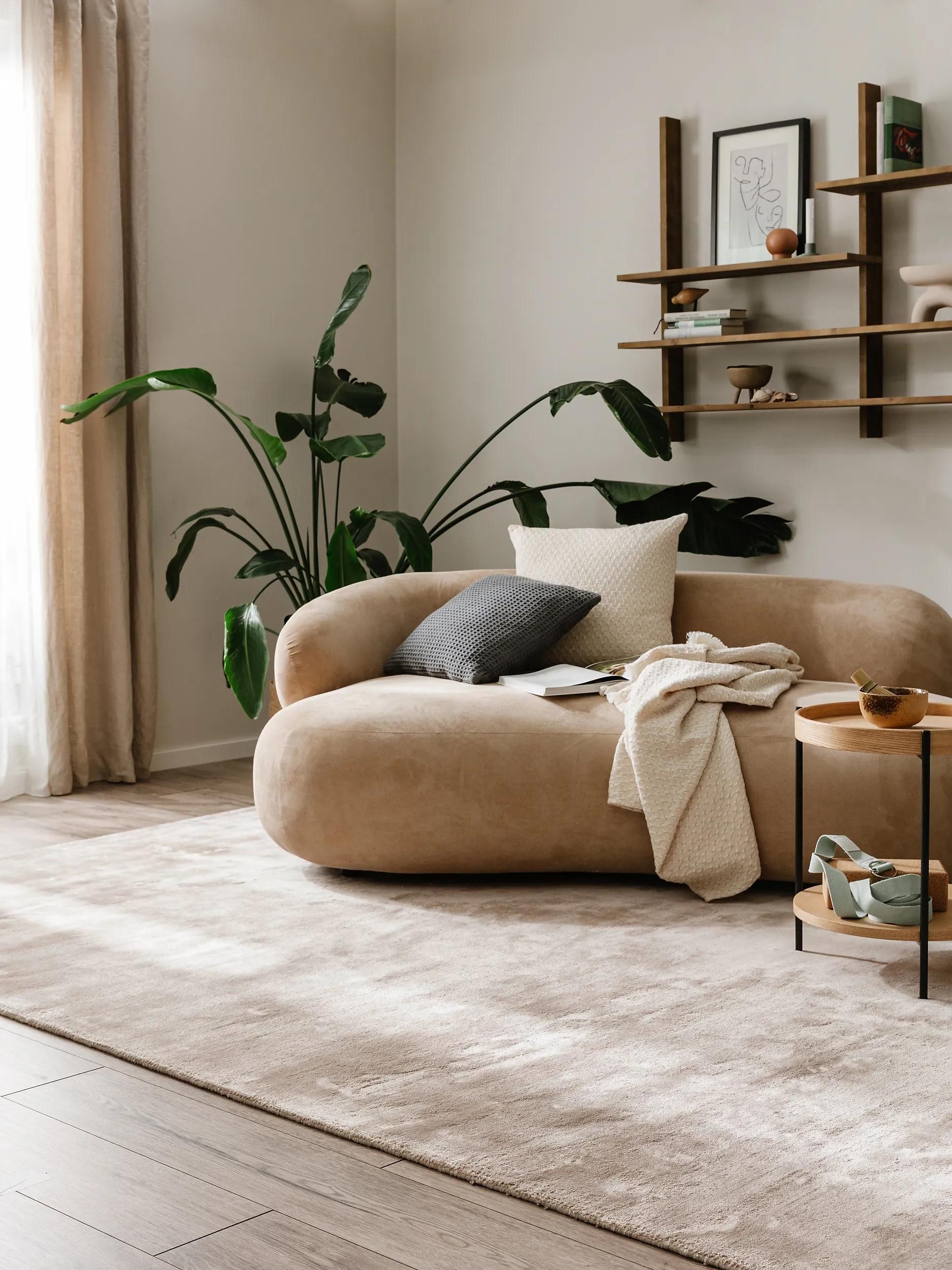 benuta Teppich Nela, rechteckig, Höhe: 6 mm, Viskoseteppich,Teppich Wohnzimmer, Schlafzimmer, Esszimmer, Flur, Cozy