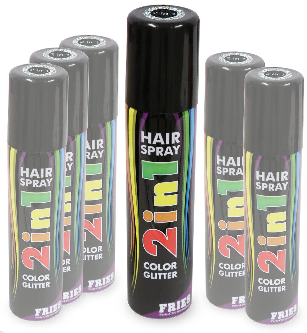 Fries Haarfarbe Haarspray 2 in 1 Color Glitter Haar Spray farbiges Sprühdose 100ml, Farbe und Glitzer in einem