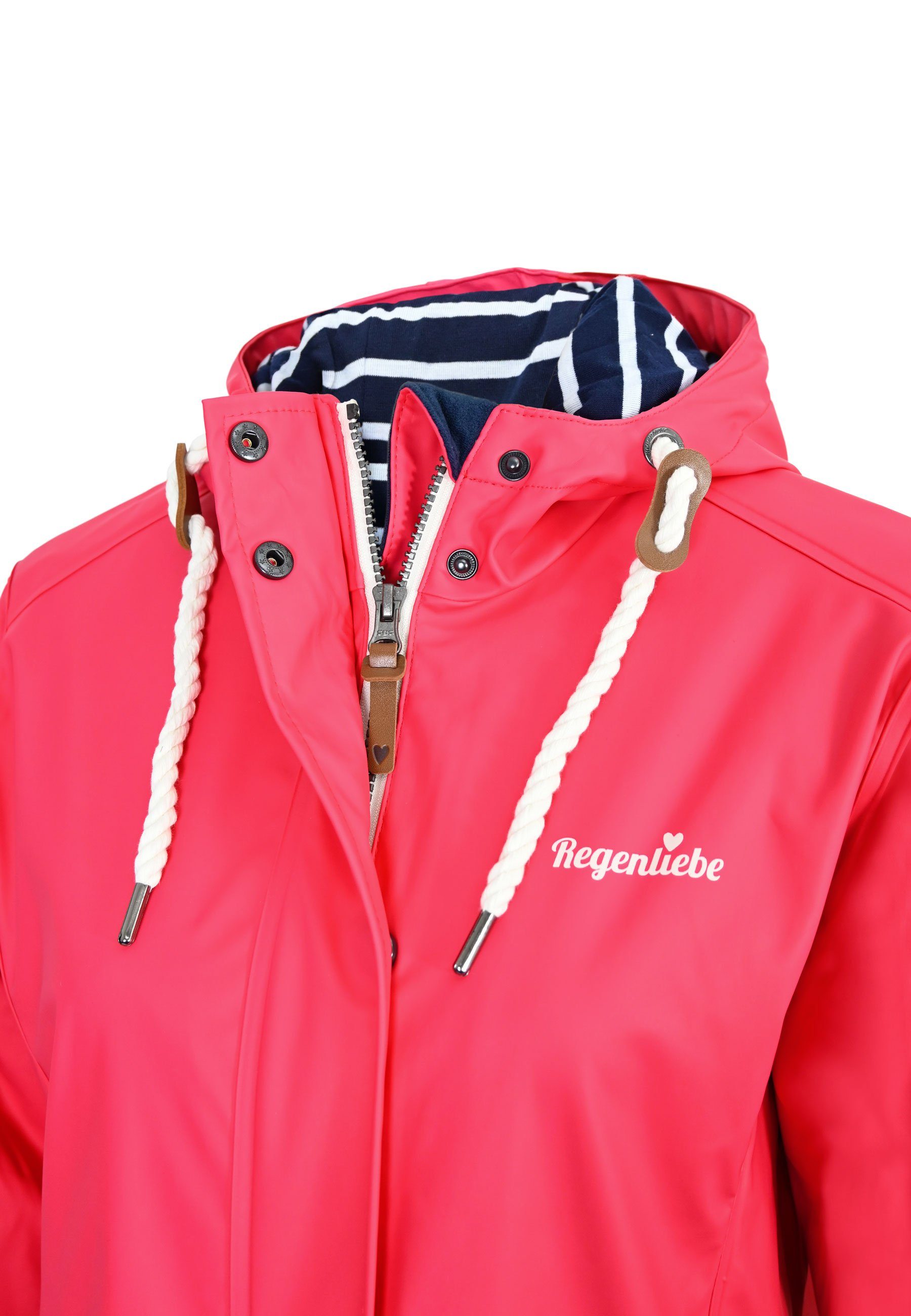 Regenliebe Regenjacke Friesennerz taillierter Regenmantel mit verstellbaren Kapuze