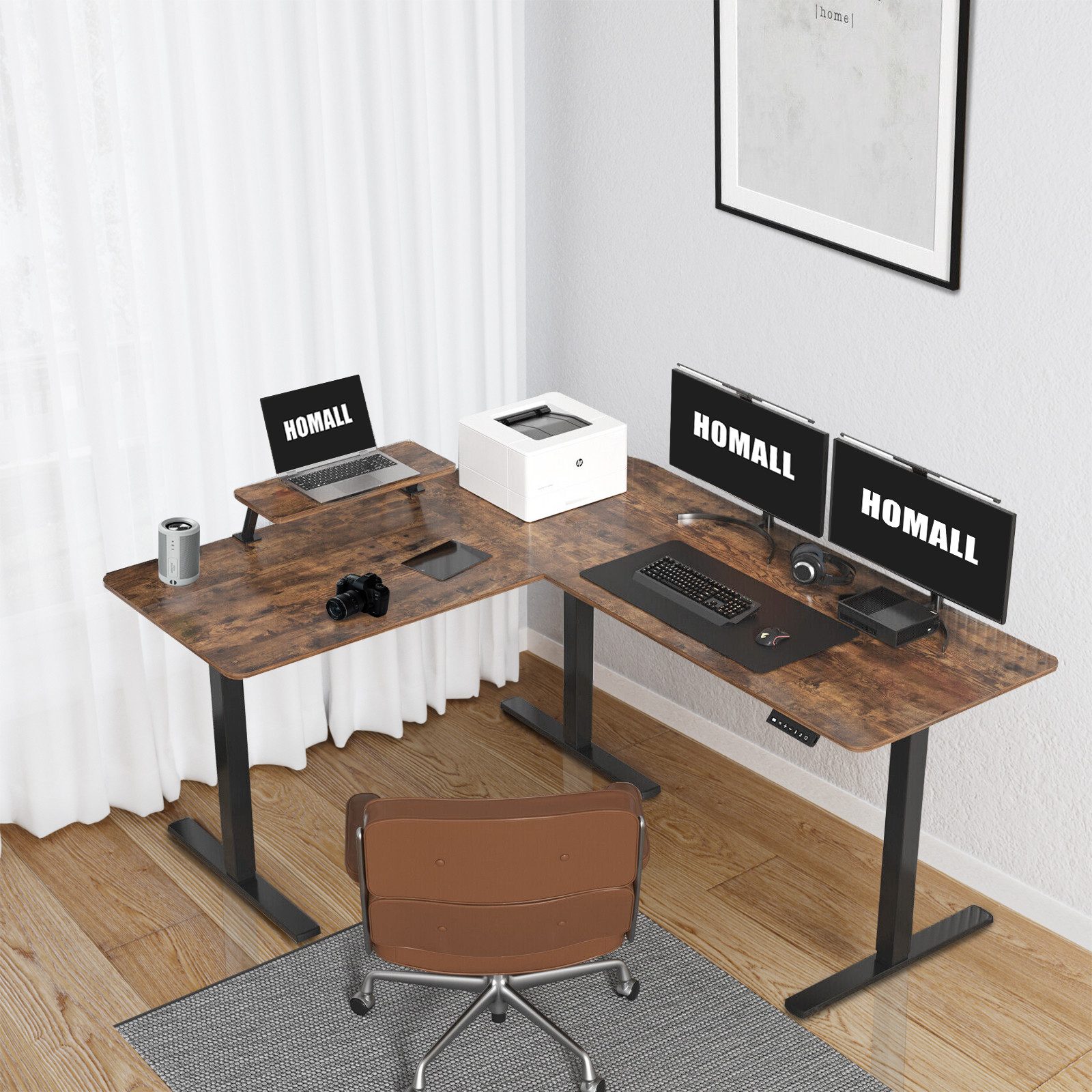 HOMALL Eckschreibtisch Höhenverstellbarer Schreibtisch L-förmiger Eckschrei günstig online kaufen