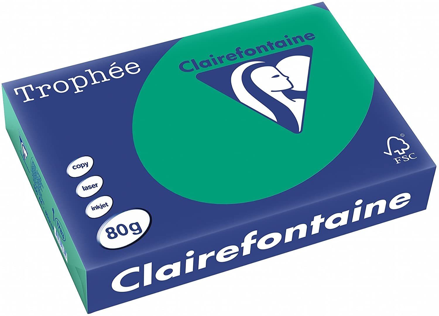 CLAIREFONTAINE Drucker- und Kopierpapier Clairefontaine Trophee 1783C Tannengrün 80g/m² DIN-A4 - 500 Blatt