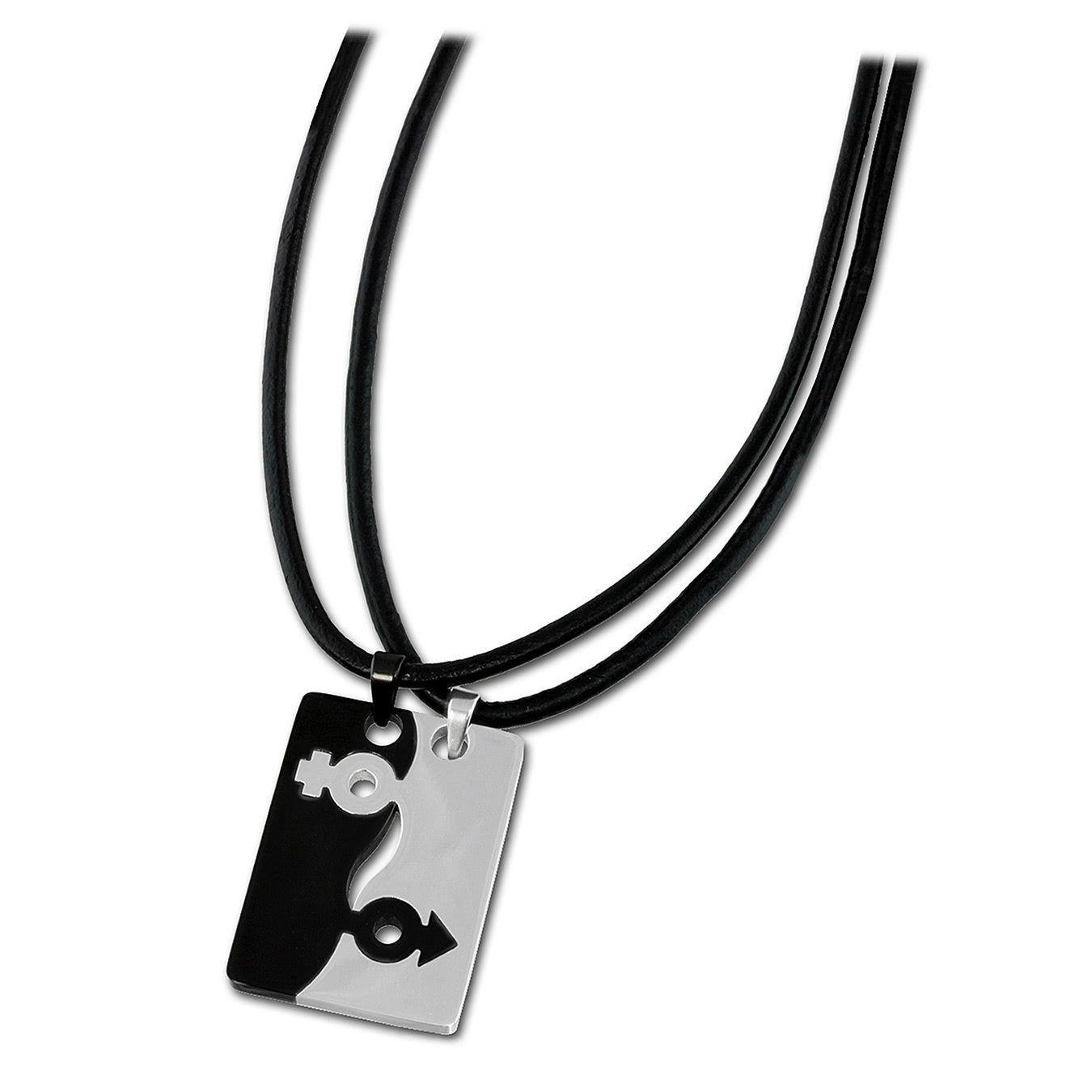 Amello Edelstahlkette Amello Halskette + (Halskette), silber schwarz Damen-Halskette (Stainl glitzer 50cm 5cm ca. Verlängerung, (Sexus) Edelstahl