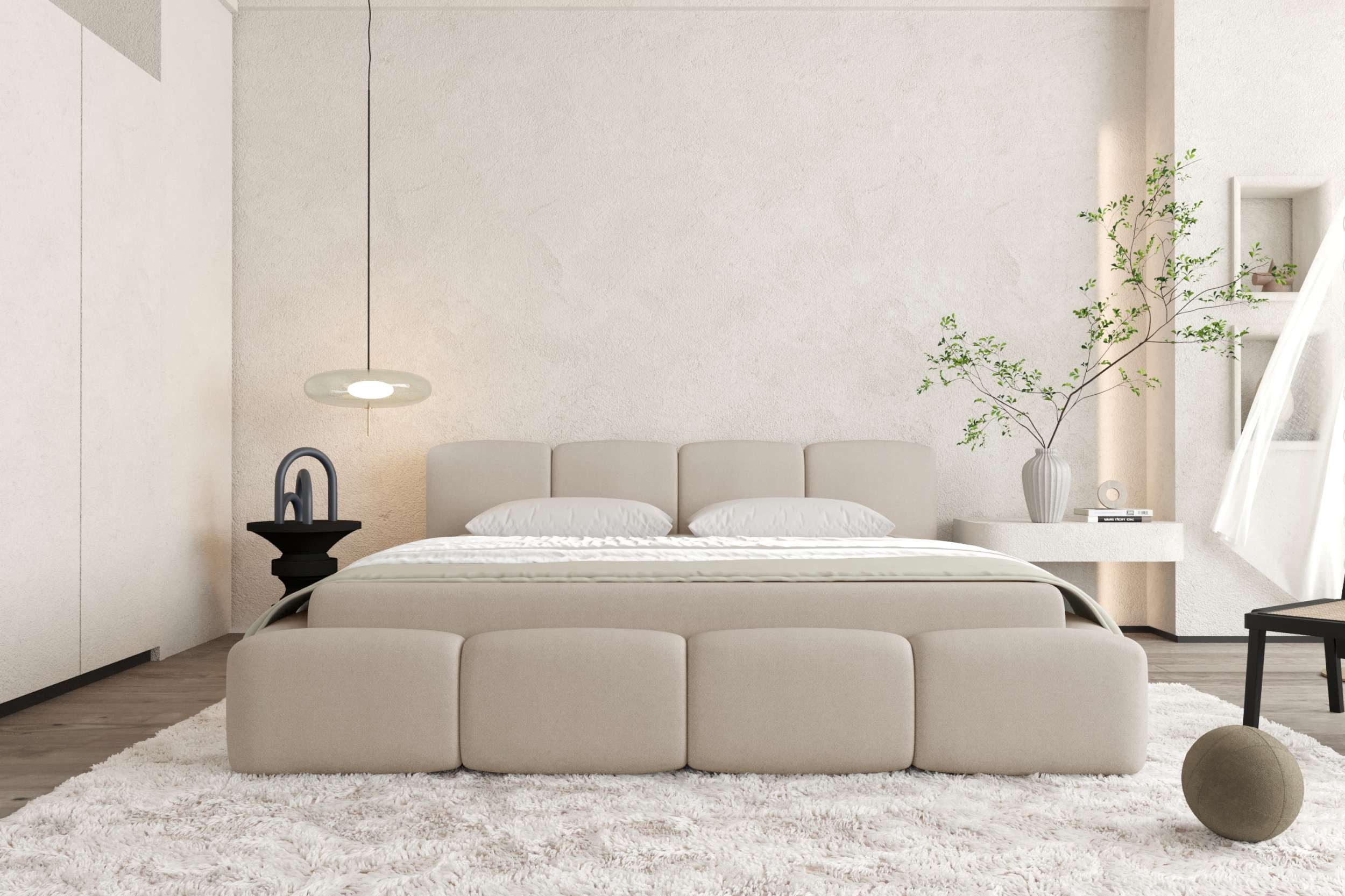 99rooms Polsterbett Livia (Schlafzimmerbett, Polsterbett), 120–200x200 cm, Velours VINCI, mit Lattenrost & Bettkasten