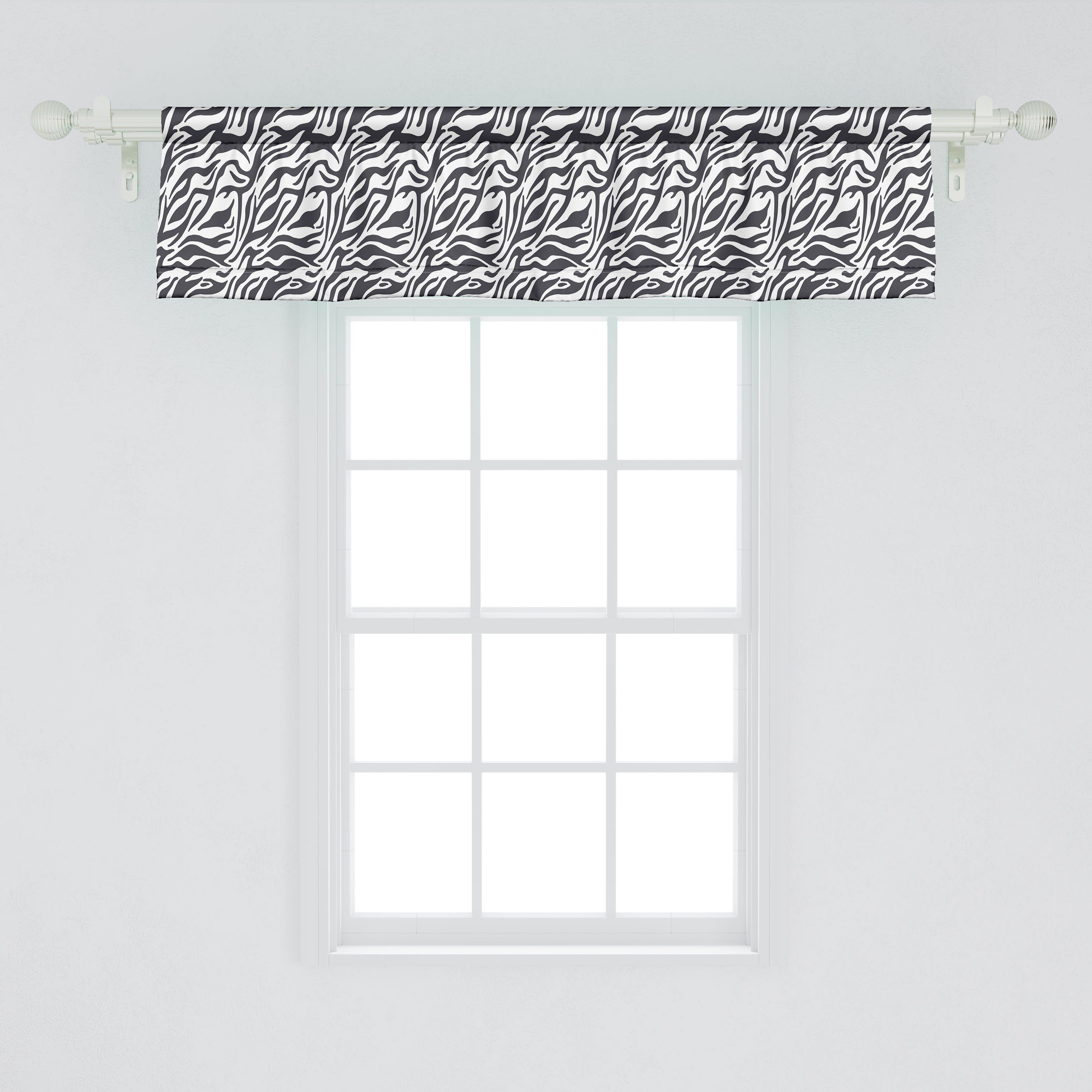 Microfaser, Abakuhaus, Dekor Scheibengardine Volant Safari Wellenförmige Vorhang Schlafzimmer mit Tier-Tier-Streifen Küche für Stangentasche,