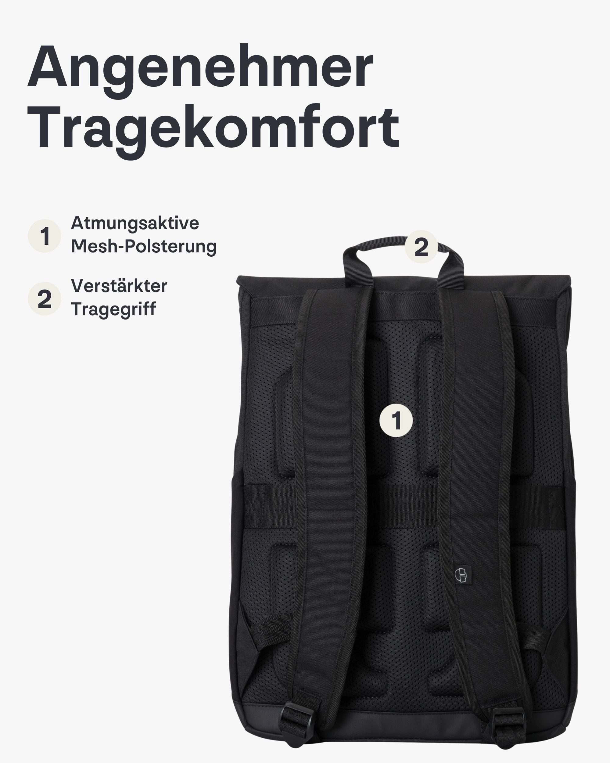 Johnny Urban Cityrucksack MIKA, Rolltop Damen Herren, Laptop Fach (1-tlg), Flexible Größe, Gepolstertes Laptopfach, Wasserabweisend – Bild 4 von 5