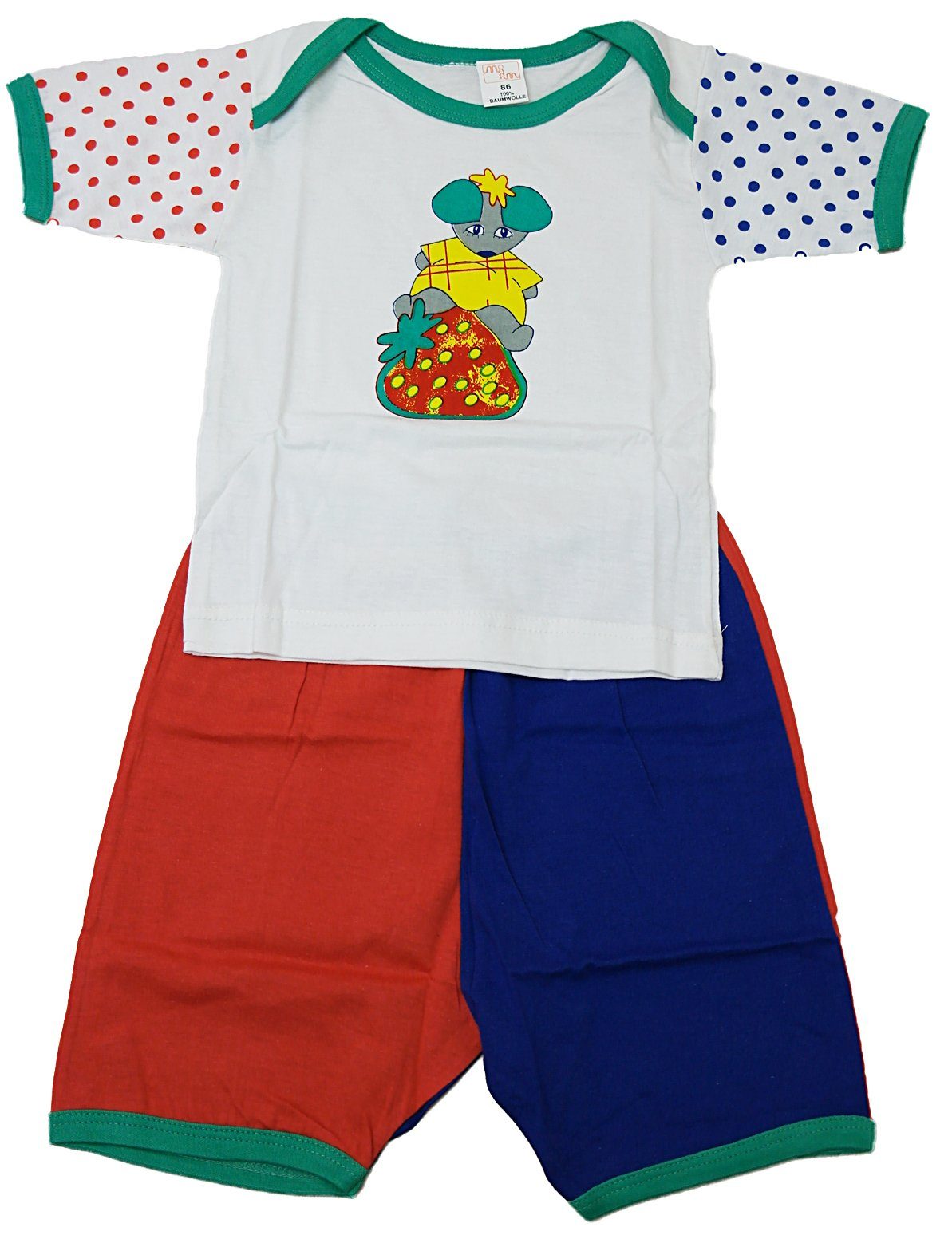 YESET T-Shirt Baby T-Shirt (2er-Pack) Shorts Grün-Maus-Erdbeere Kinder kurze (2-tlg)