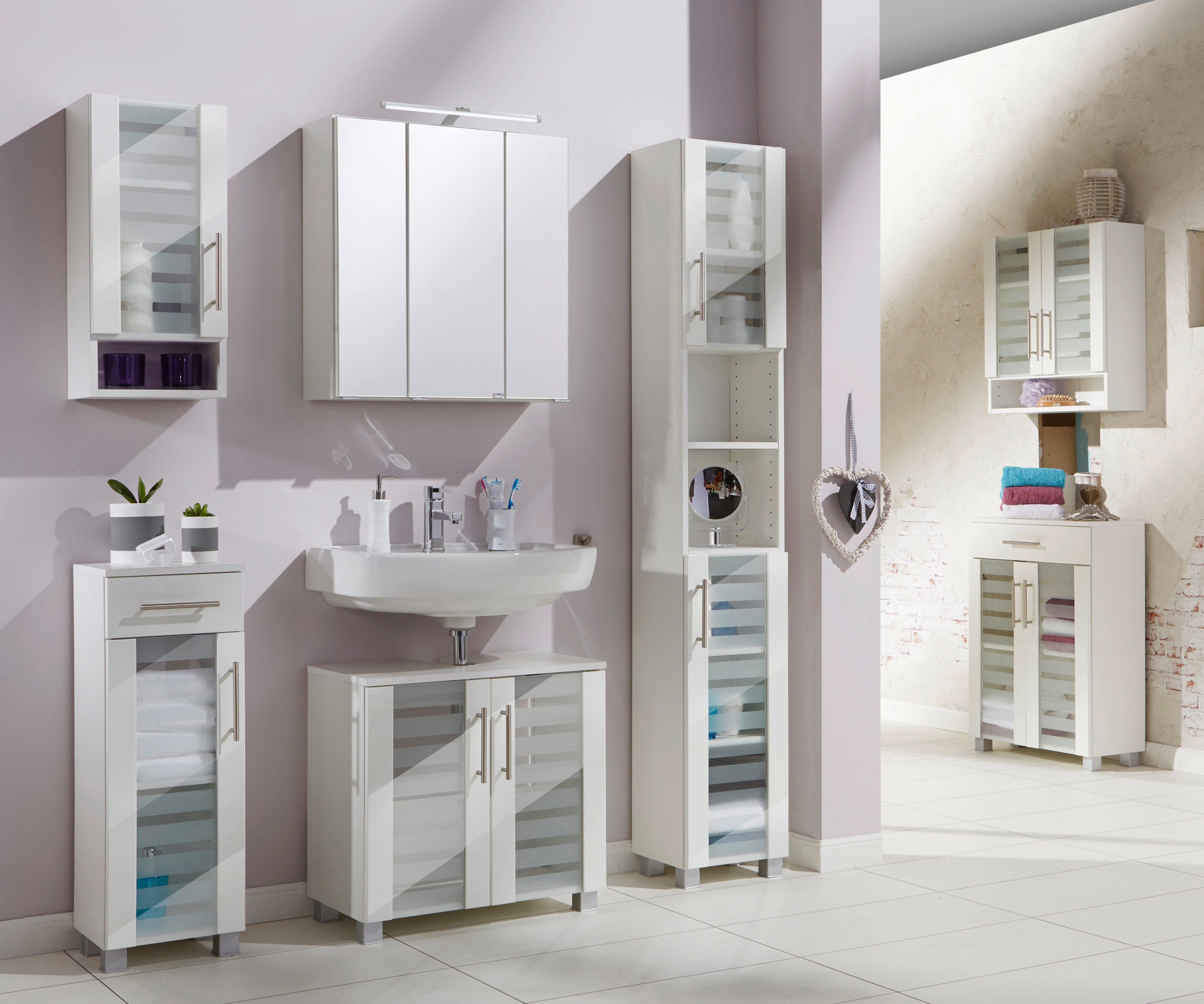 welltime Waschbeckenunterschrank Jaca Breite 60 cm, mit MDF Hochglanz-Fronten – Bild 2 von 5