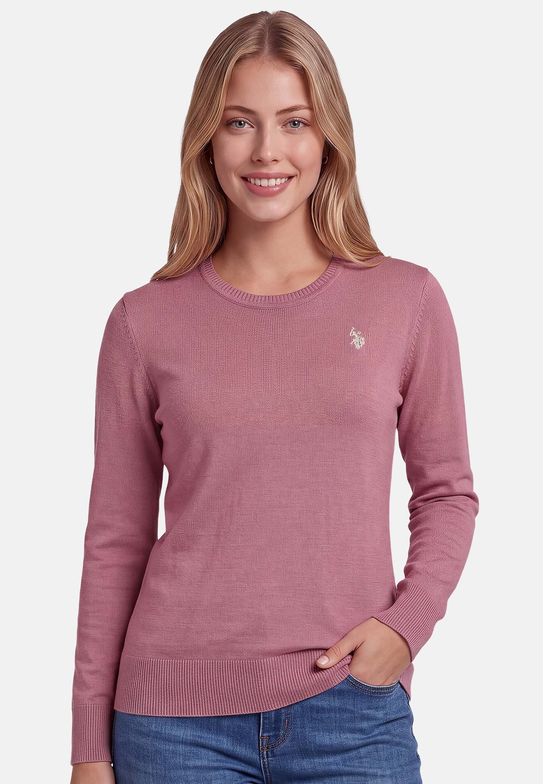 U.S. Polo Assn. Rundhalspullover aus reiner Baumwolle mit Logostickerei Klassischer Rundhalspullover mit Rippbündchen und normaler Passform