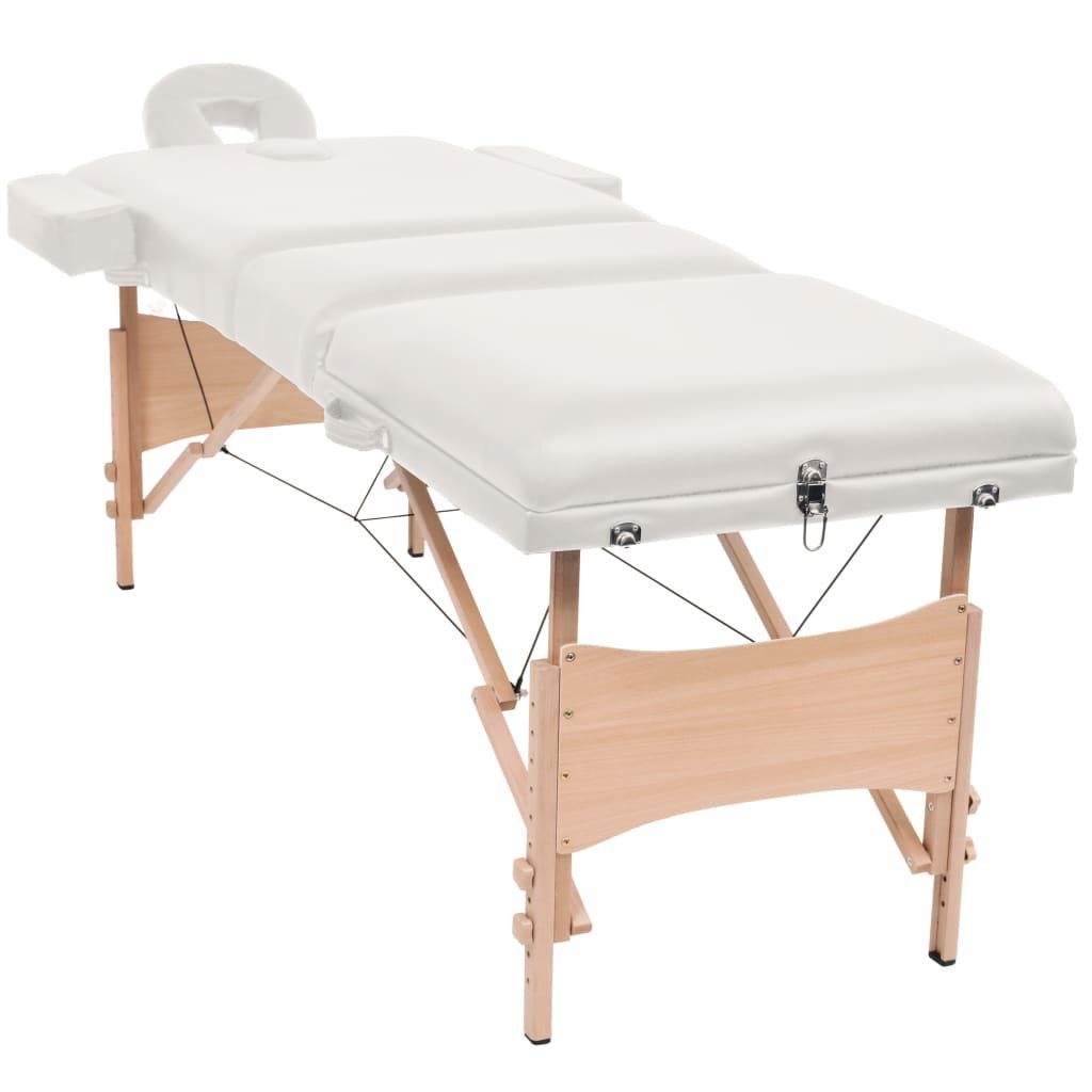 vidaXL Massageliege Massageliege 3-Zonen Klappbar Weiß Sitz cm 10