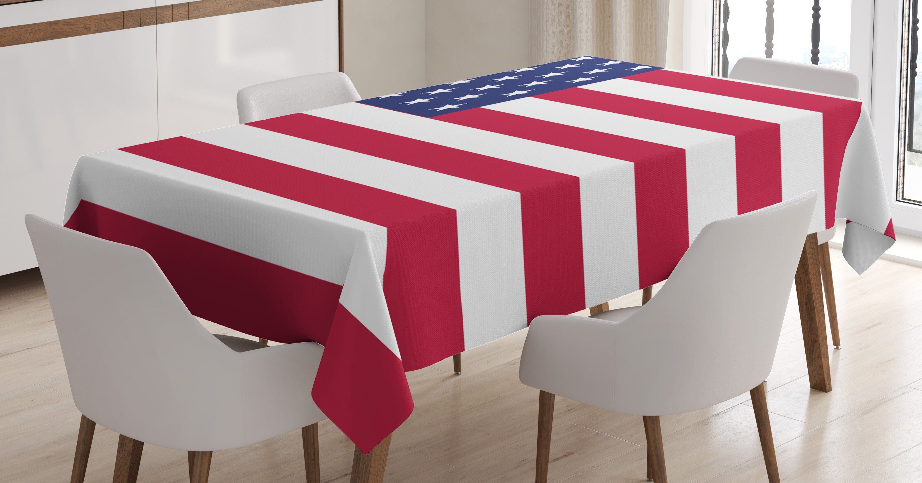 Abakuhaus Tischdecke Vierter Klare geeignet Farbfest Waschbar Für den Amerikanische Juli Flagge Außen Farben, Bereich