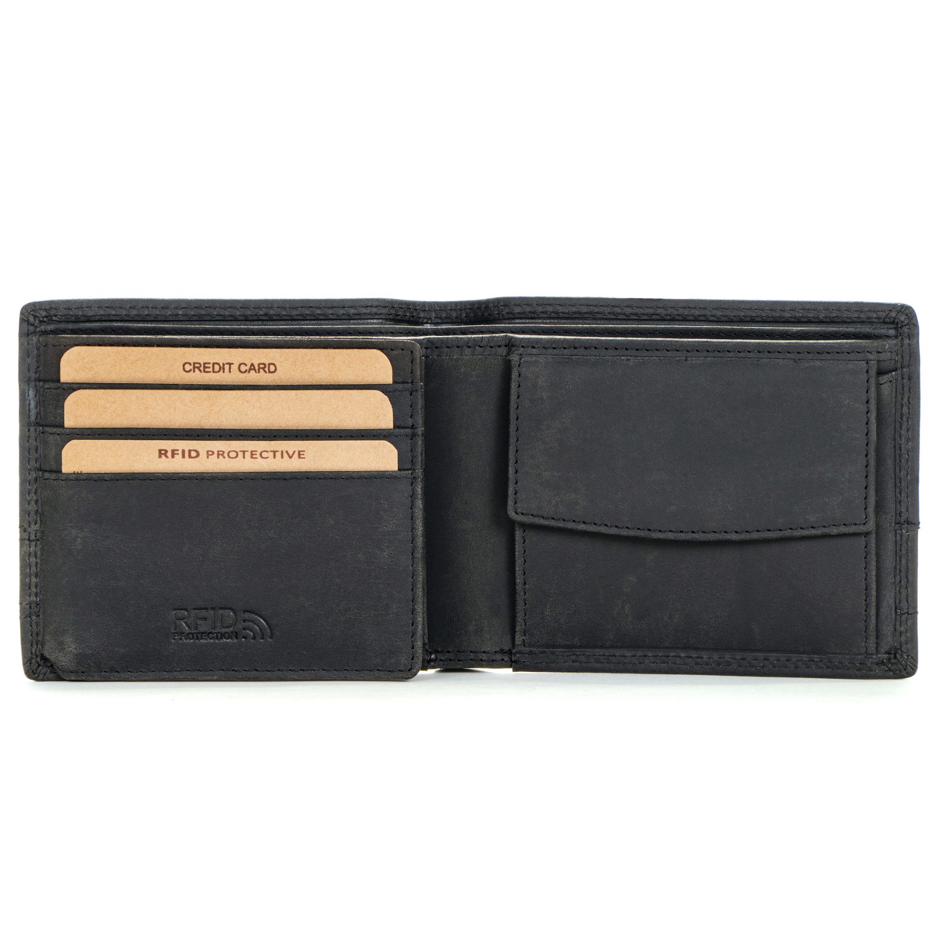 Benthill Geldbörse Herren Echt-Leder Geldbeutel RFID Großes Portemonnaie Männer Vintage, RFID-Schutz Kartenfächer Münzfach