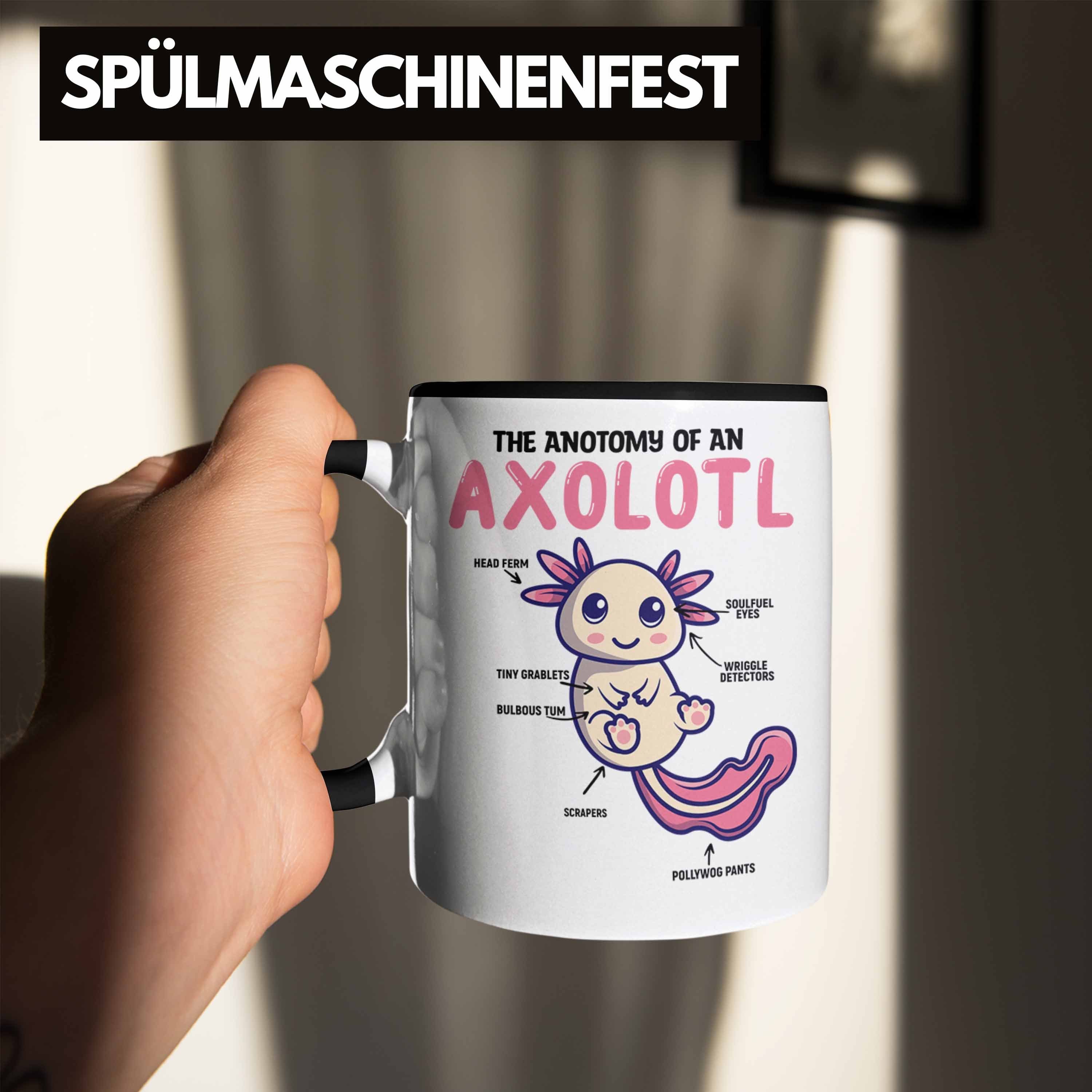 Trendation Tasse Trendation - Axolotl Tasse Geschenk Schwarz für Schwanzlurch-Liebhaber