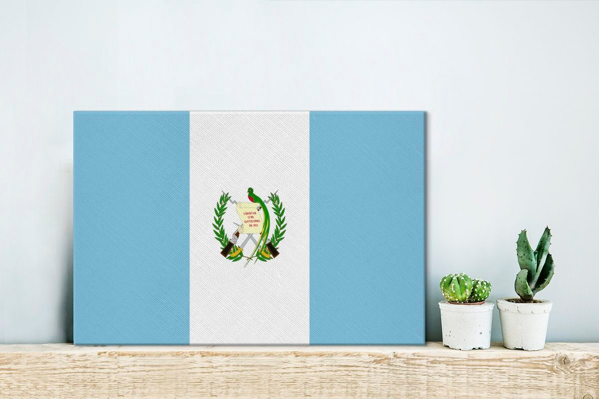Aufhängefertig, Leinwandbild Flagge Wandbild Wanddeko, cm Guatemala, 30x20 (1 Leinwandbilder, St), OneMillionCanvasses®