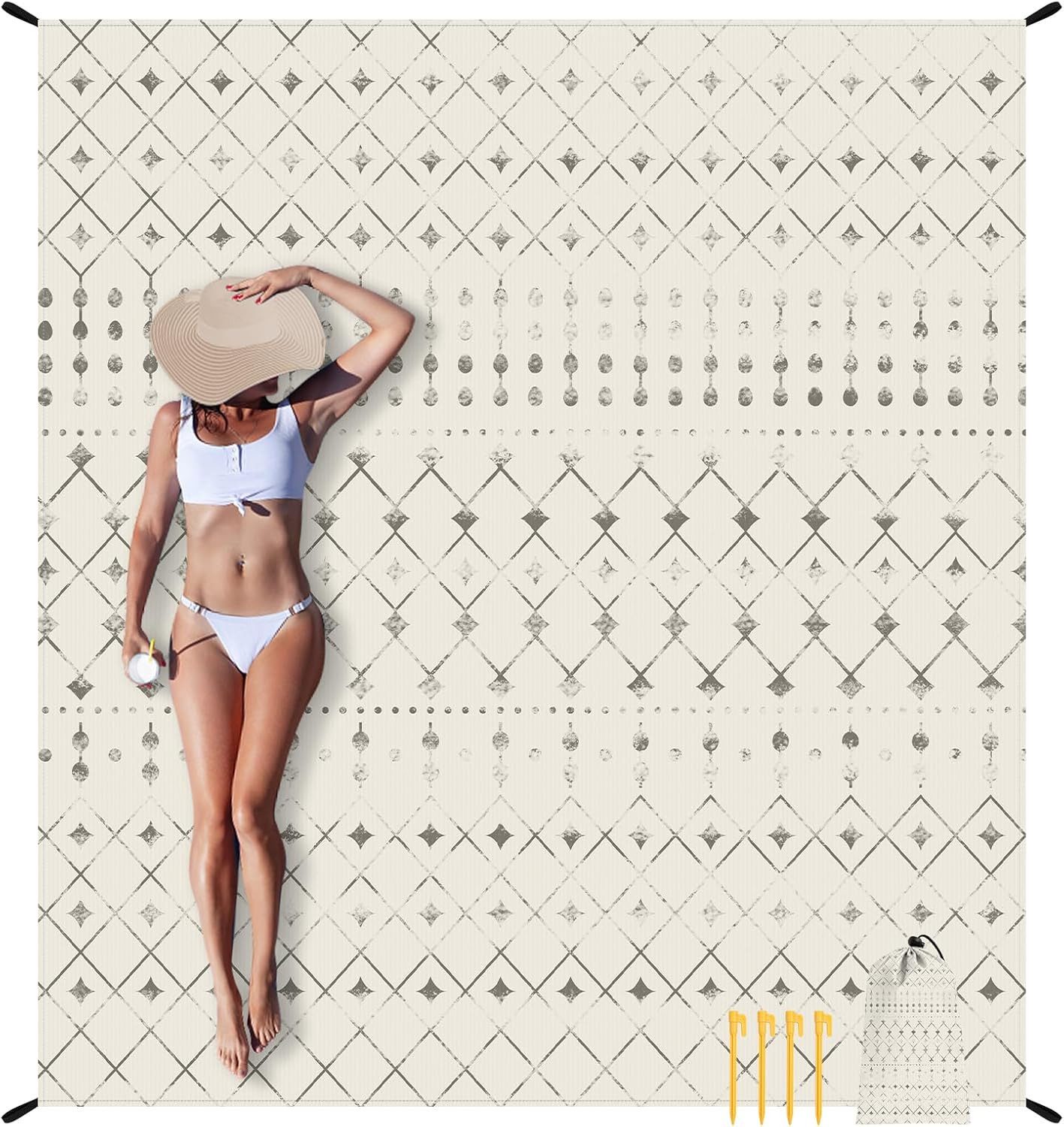 Picknickdecke Stranddecke Sandfrei Groß 180x200/220 cm, Sanddicht Wasserdicht, Diwzbyn, Weiches Bequemes Langlebiges Material, Leicht Kompakt für Picknick