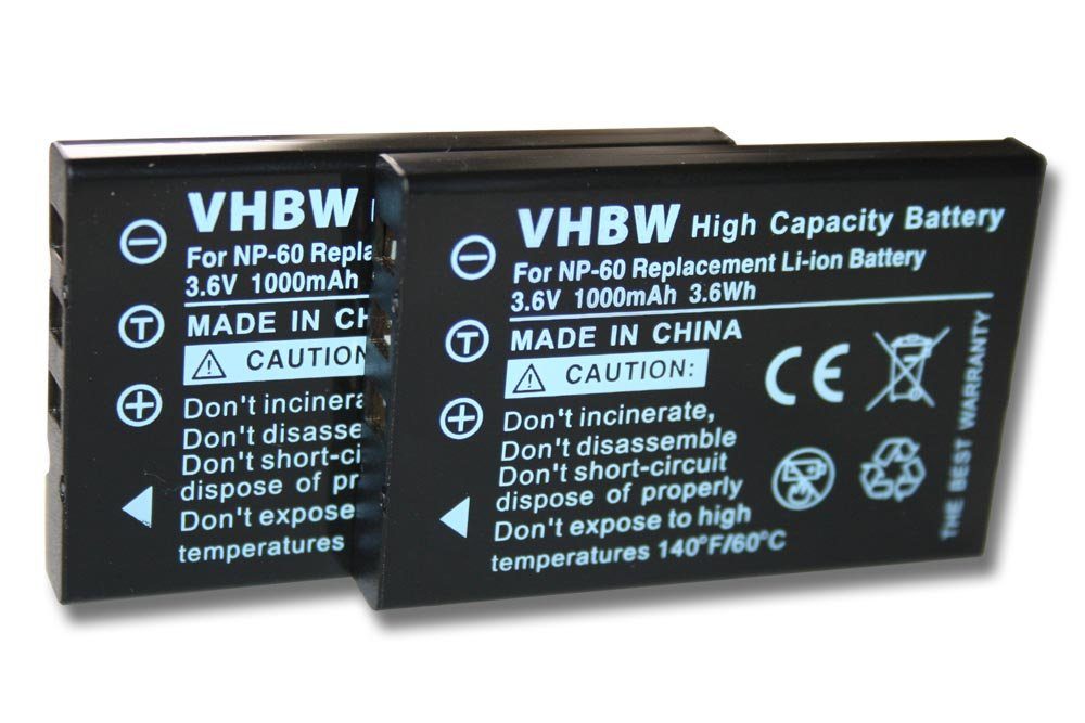 vhbw Kamera-Akku passend für Odys MC-A8, MC-HD8000, MDV-HD8, MDV HD80, MDV HD80i, MDV Slim HD81, MDV Slim HD81i Foto Kompakt / Camcorder Digital (1000mAh, 3,6V, Li-Ion) 1000 mAh