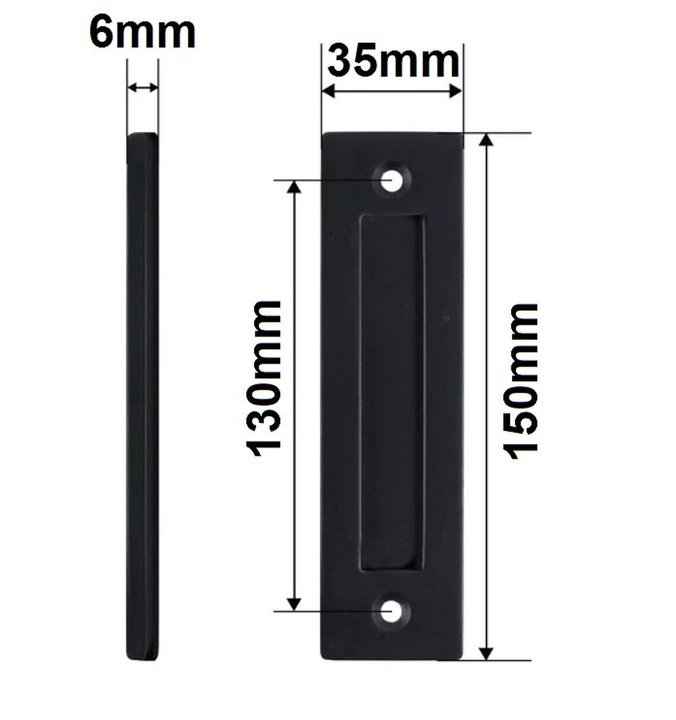 BAYLI Möbelgriff 2er Set - Schiebetürmuschel [schwarz-matt] - 150 mm Muschelgriff - – Bild 2 von 5