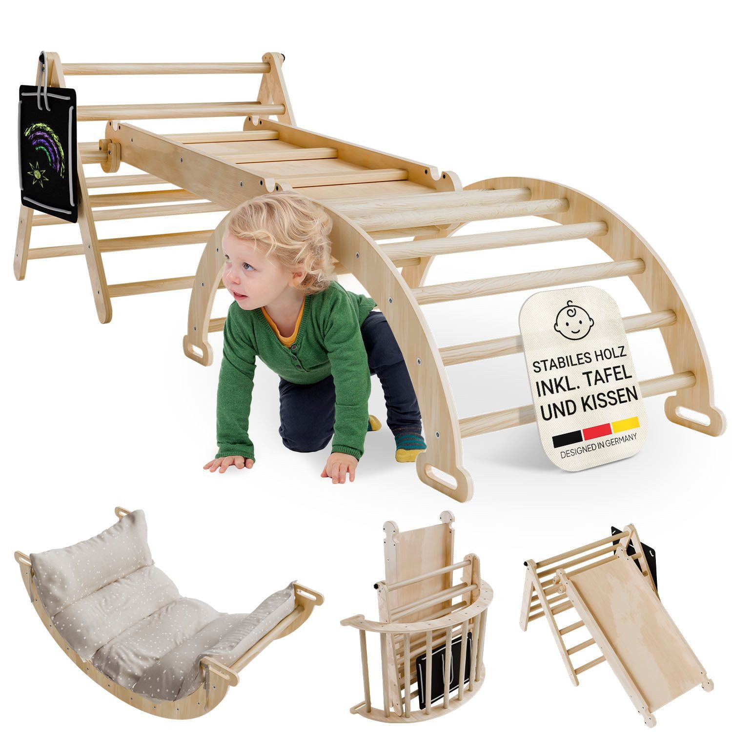 Juskys Klettergerüst Movario Klein, (4-St), Indoor Kletterdreieck, Kletterb günstig online kaufen