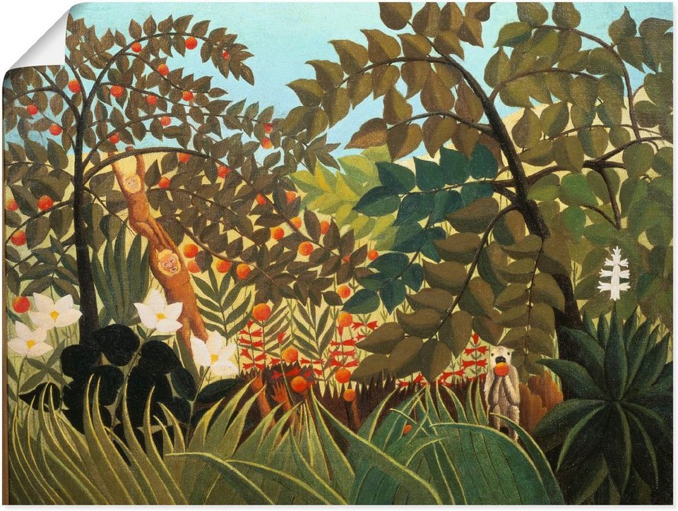 Artland Wandbild Exotische Landschaft mit Affen, Pflanzen (1 St), als  Alubild, Leinwandbild, Wandaufkleber oder Poster in versch. Größen