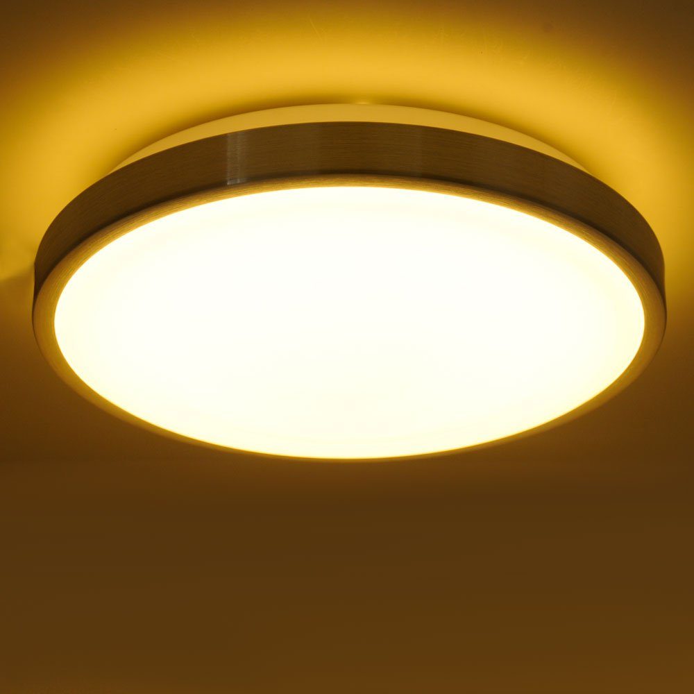 etc-shop LED Deckenleuchte, Warmweiß, Zimmer rund Beleuchtung verbaut, ALU Strahler Wohn Lampe LED Decken Leuchte fest LED-Leuchtmittel