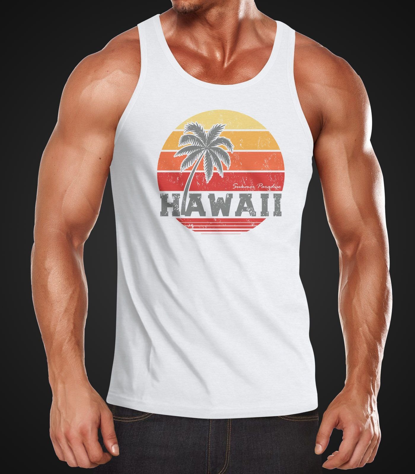 Neverless Tanktop Herren Tank-Top Hawaii Palme günstig online kaufen