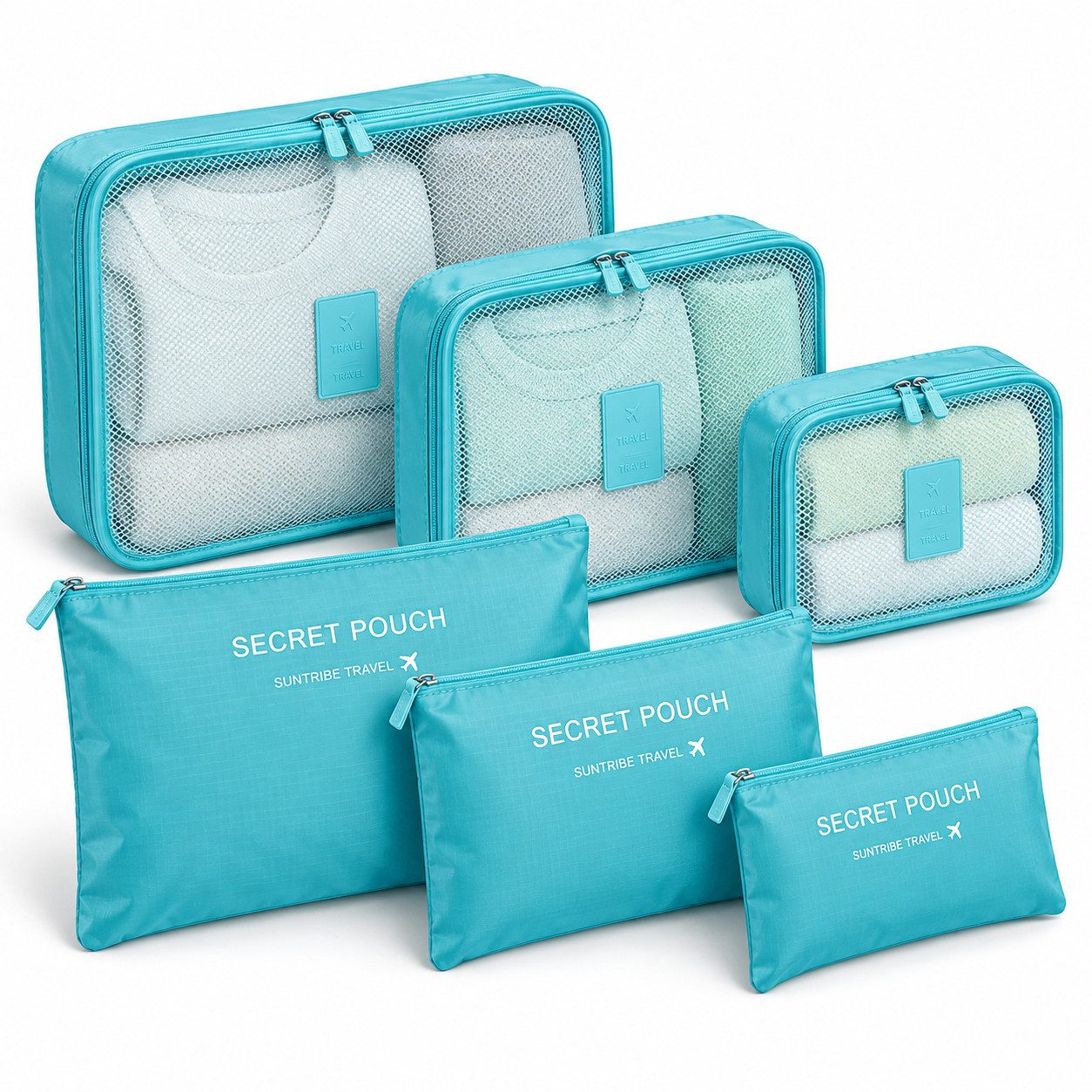 HS.SUPPLY Reisetasche 6er Set Reise-Organizer wasserdicht – Kleidung & Zubehör sortieren (6-teiliges Set), im praktischen Design, wasserdicht, große Kapazität