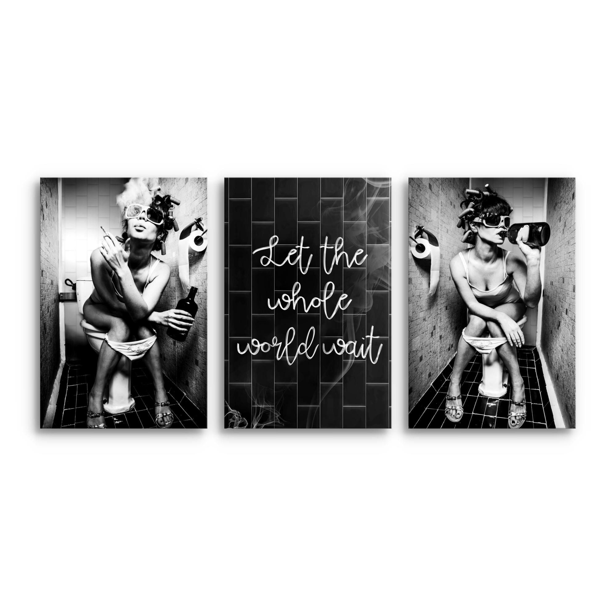 Novart Wandbild Wandbilder Set Frau im Badezimmer Lustige Toiletten Bilder, günstig online kaufen