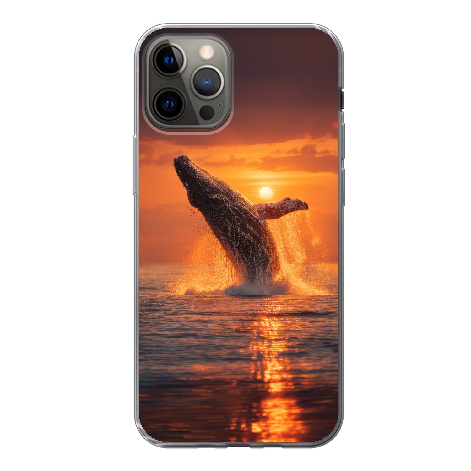 MuchoWow Handyhülle für Apple iPhone 13 Pro Wal - Sonne - Meer, Smartphone-Bumper, Print, Handy Schutzhülle Dünn