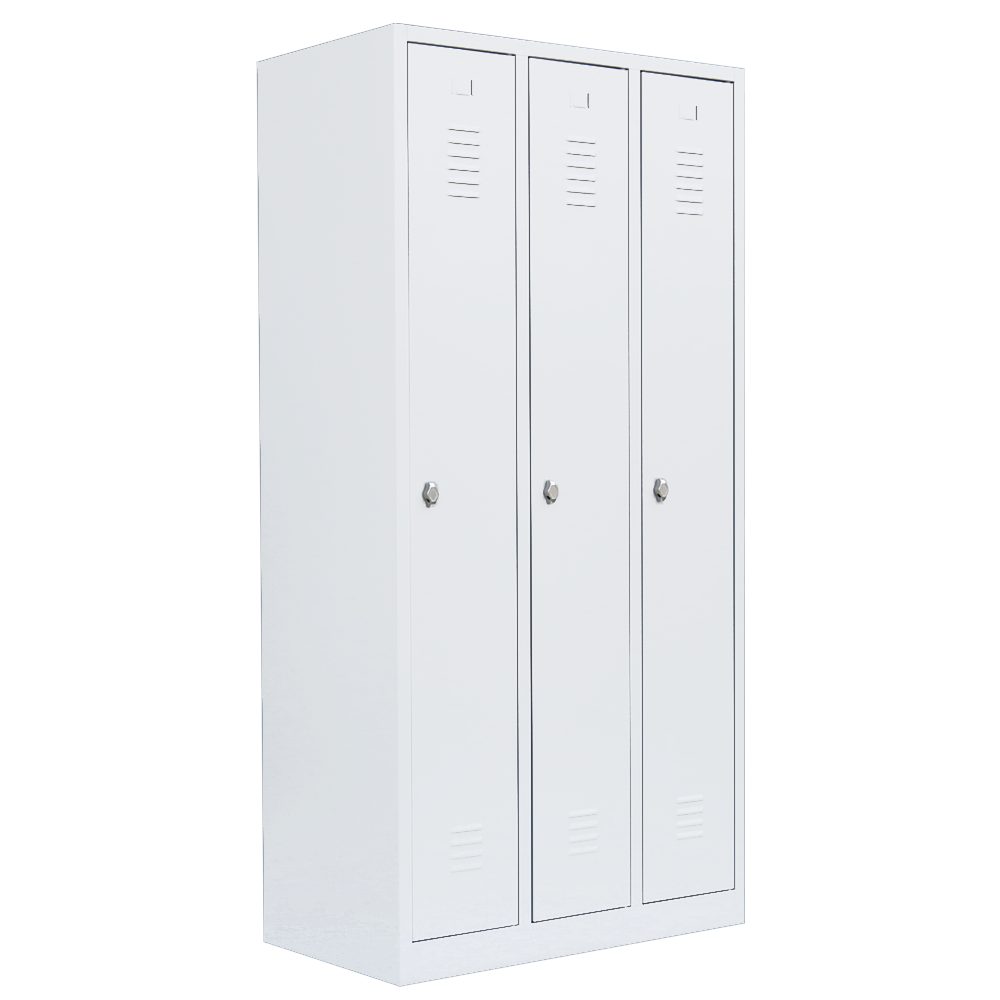 Steelboxx Spind Spind Garderobenschrank - 3 Abteile - 1800 x 885 x 500 mm (1-St) Komplett verschweißt und montiert