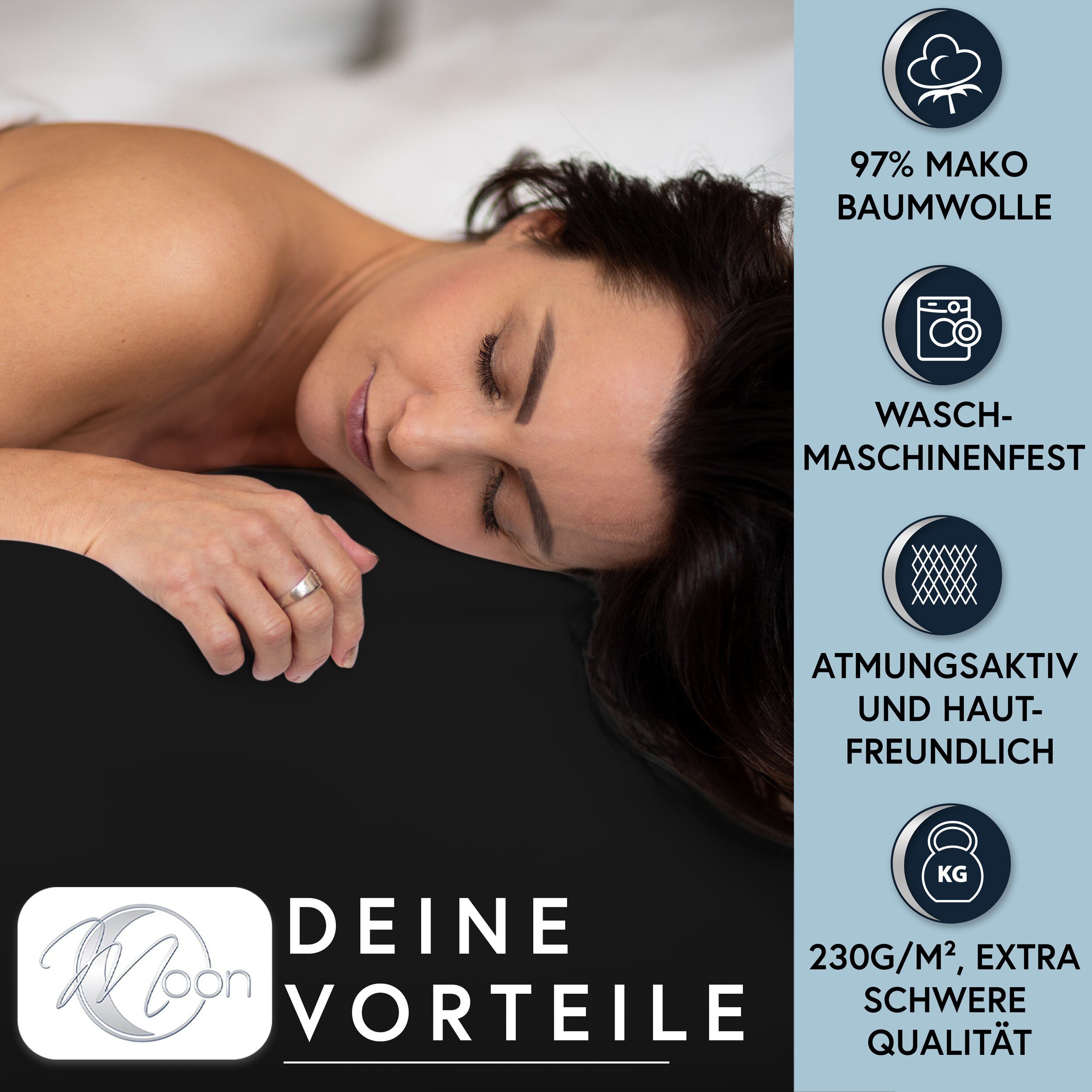 MOON Heimtextilien Spannbettlaken MOON-Luxury Spannbettlaken Jersey günstig online kaufen
