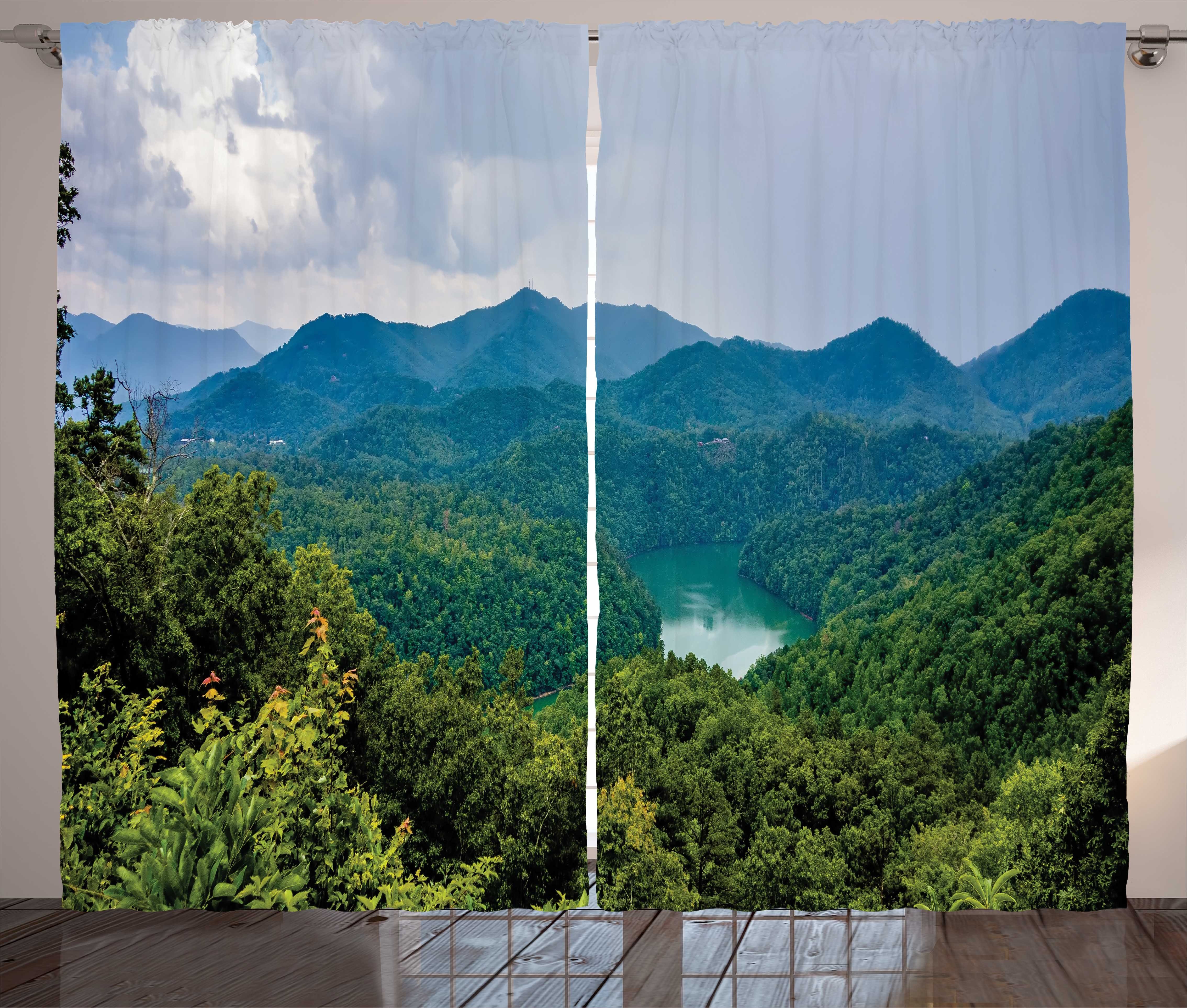 Landschaft mit Aerial Kräuselband Haken, Schlaufen Gardine Abakuhaus, Appalachian Schlafzimmer und Foto Vorhang