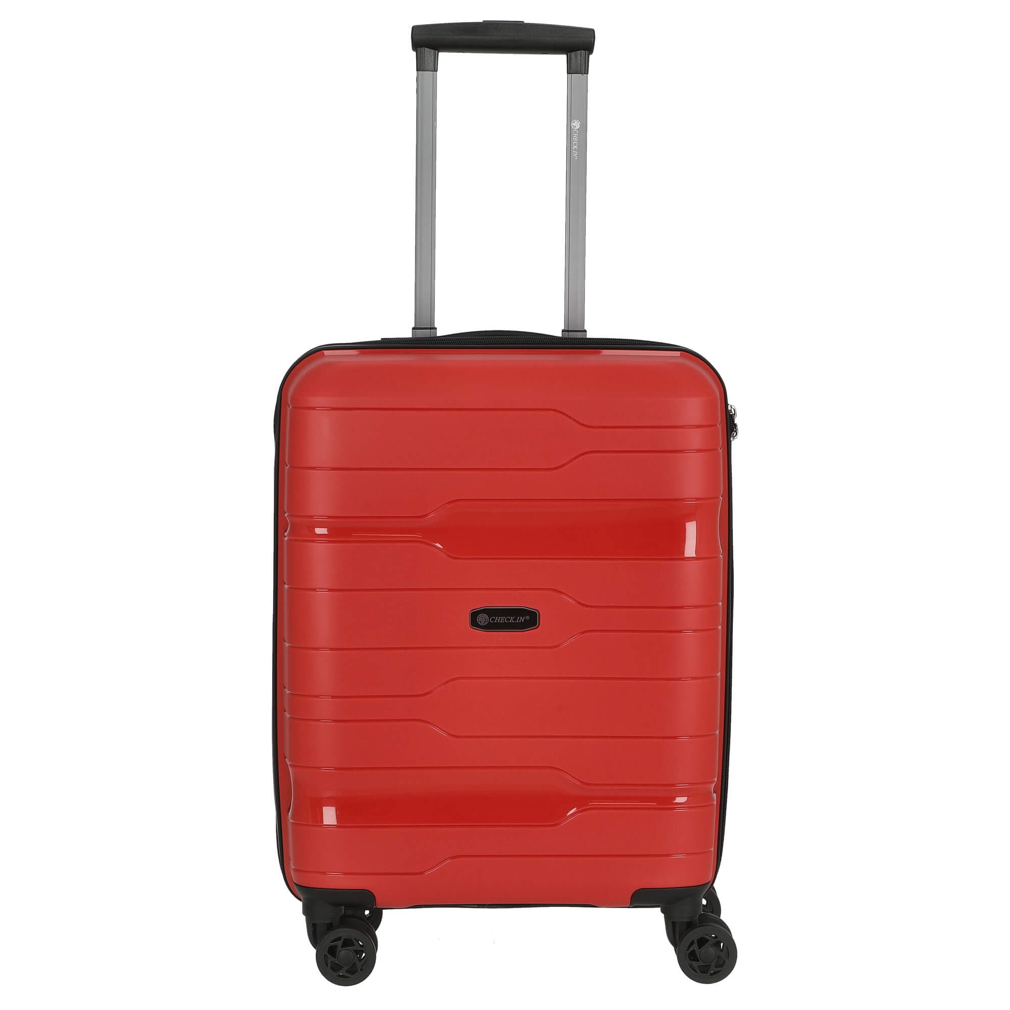 CHECK.IN® Koffer Memphis - 4-Rollen-Kabinentrolley 55 cm (rot), 4 Rollen Rollen