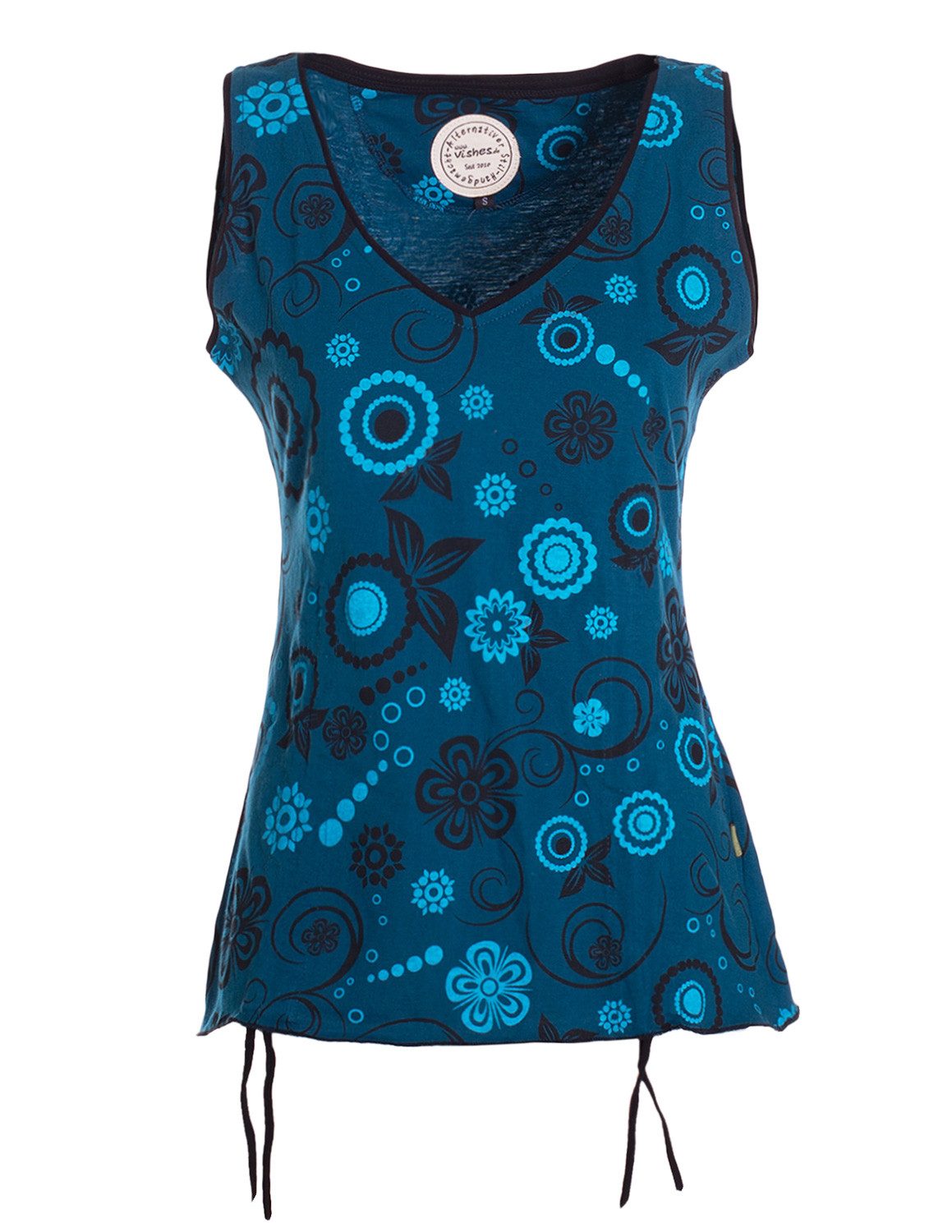 Vishes Shirttop Tanktop Damen Blumenprint V-Ausschnitt verstellbar Baumwolle Alternative Mode, Boho, Hippie, Ethno, Festival